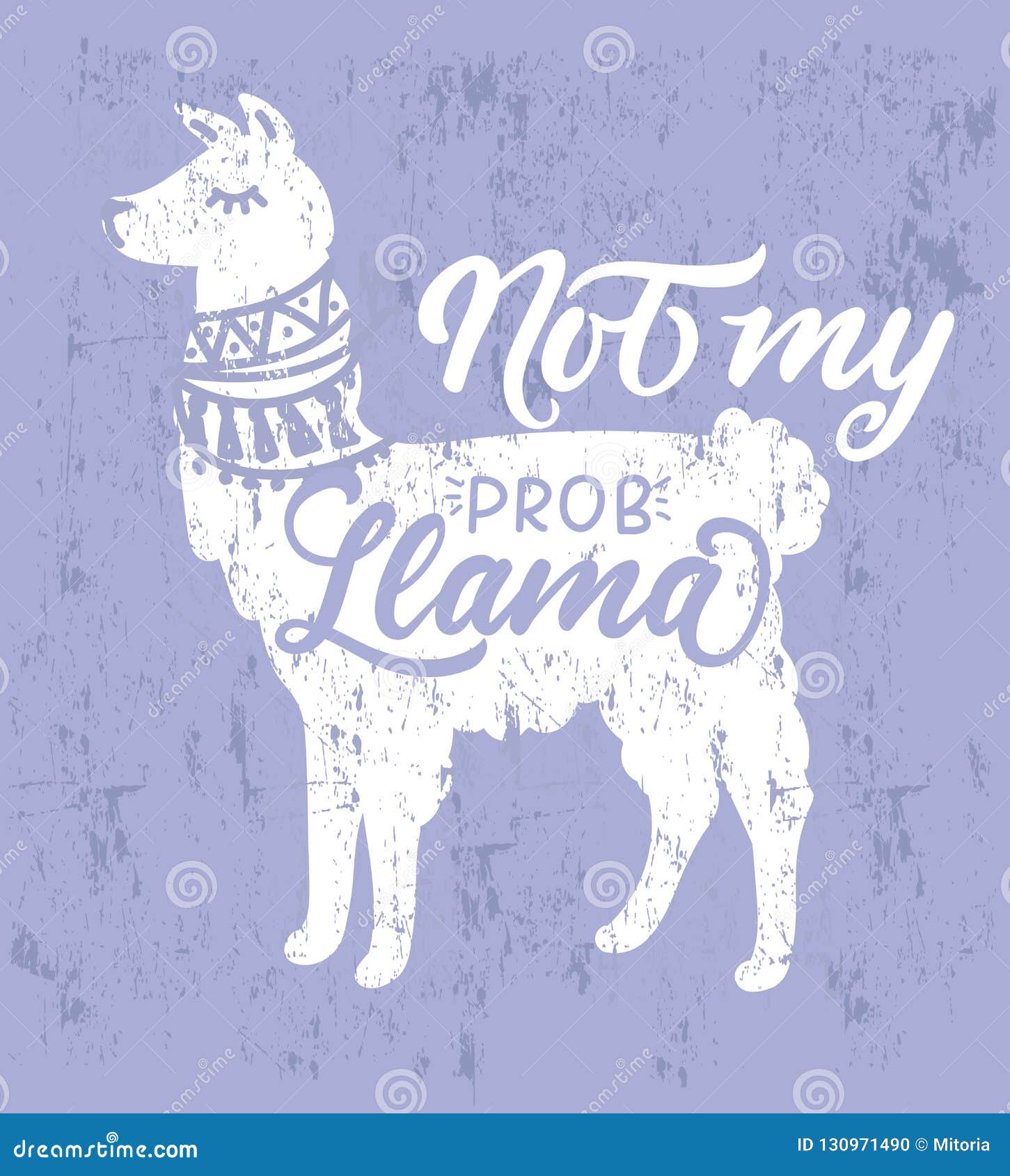 no my probllama motivational   with lettering, llama. can be used for cards, prints, textile etc.