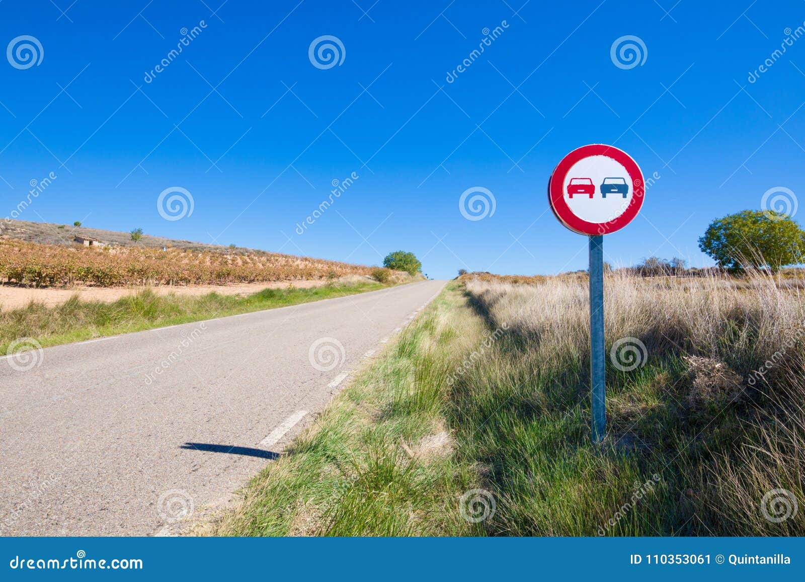 No Overtaking Signal in Rural Road Stock Image - Image of drive, icon ...