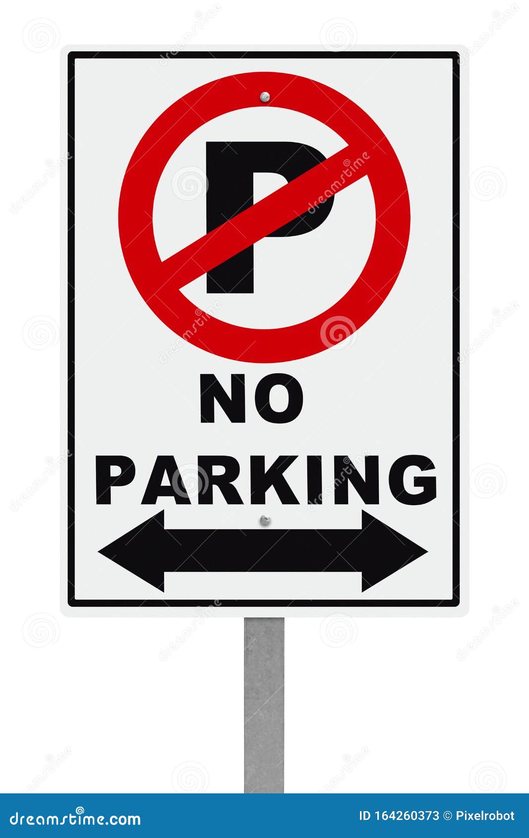 No Parking Sign with Pole stock image. Image of white 164260373
