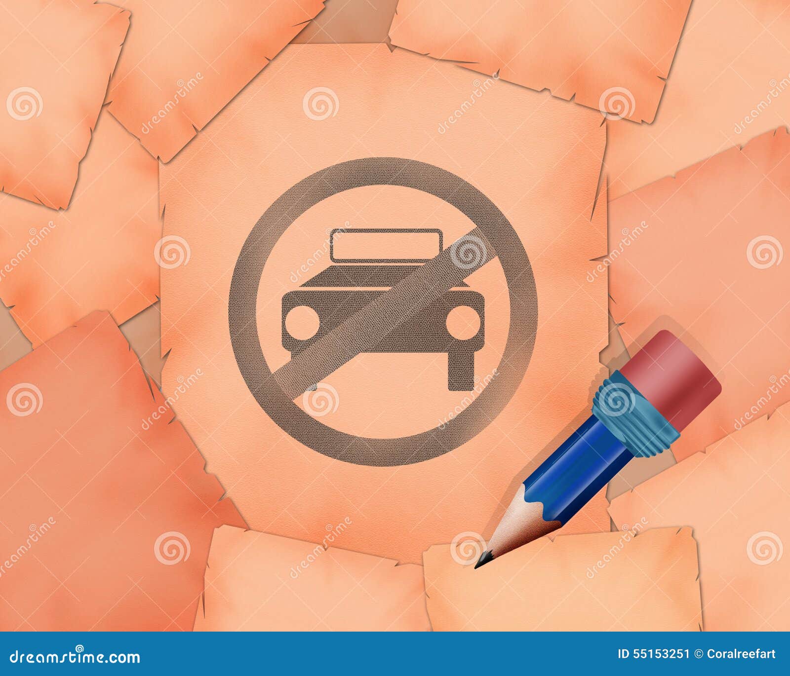 No Parking Symbol and Small Pencil with it Stock Image Image of work