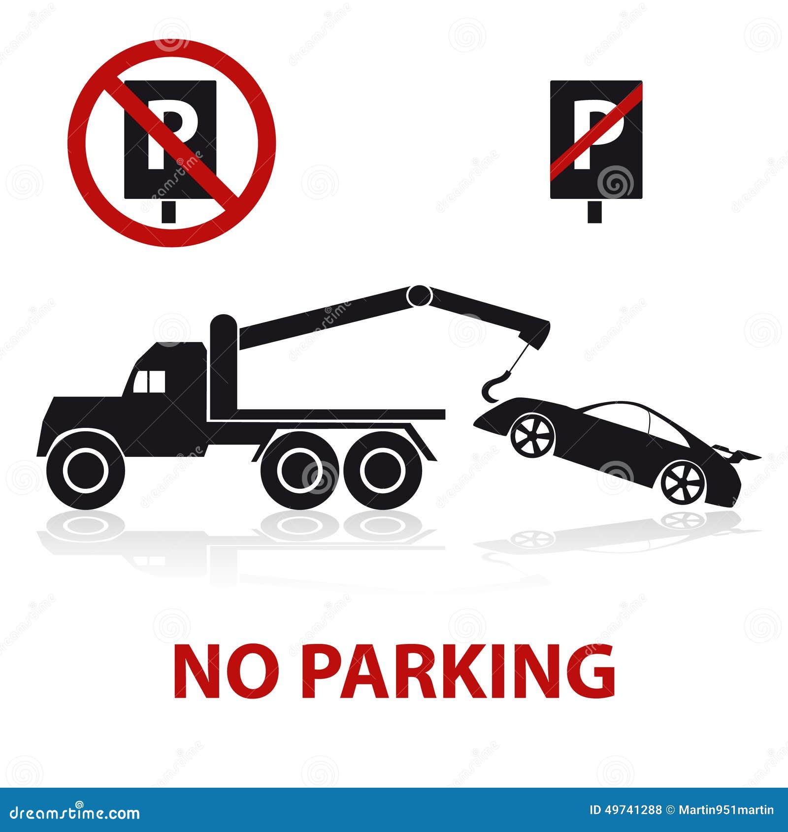 No Parking Symbols with Car and Signs Stock Vector Illustration of