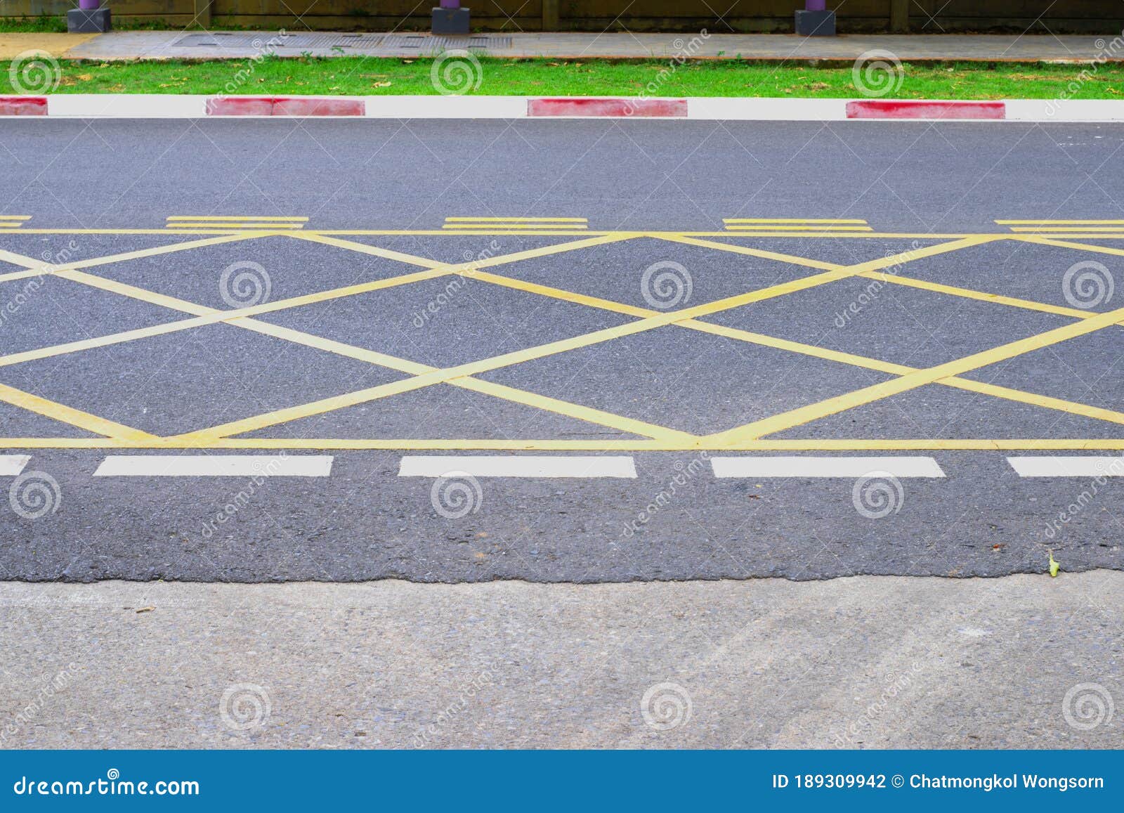 No Parking Yellow Cross Zone Sign on the Road Stock Photo - Image of ...