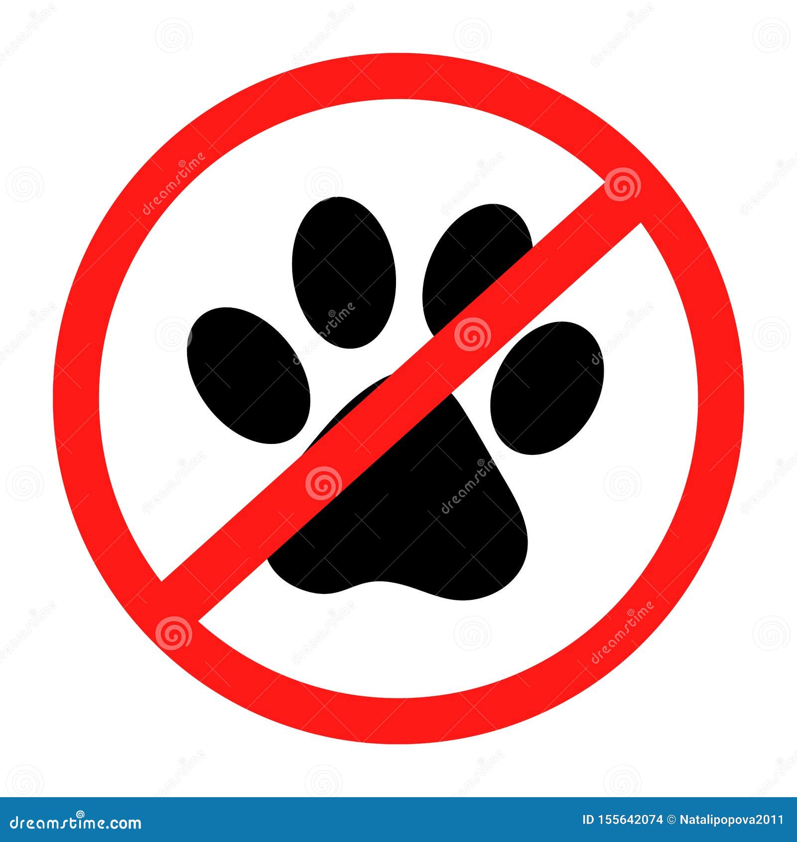 No Pets Allowed, Pets Prohibition Sign, Vector Illustration Stock