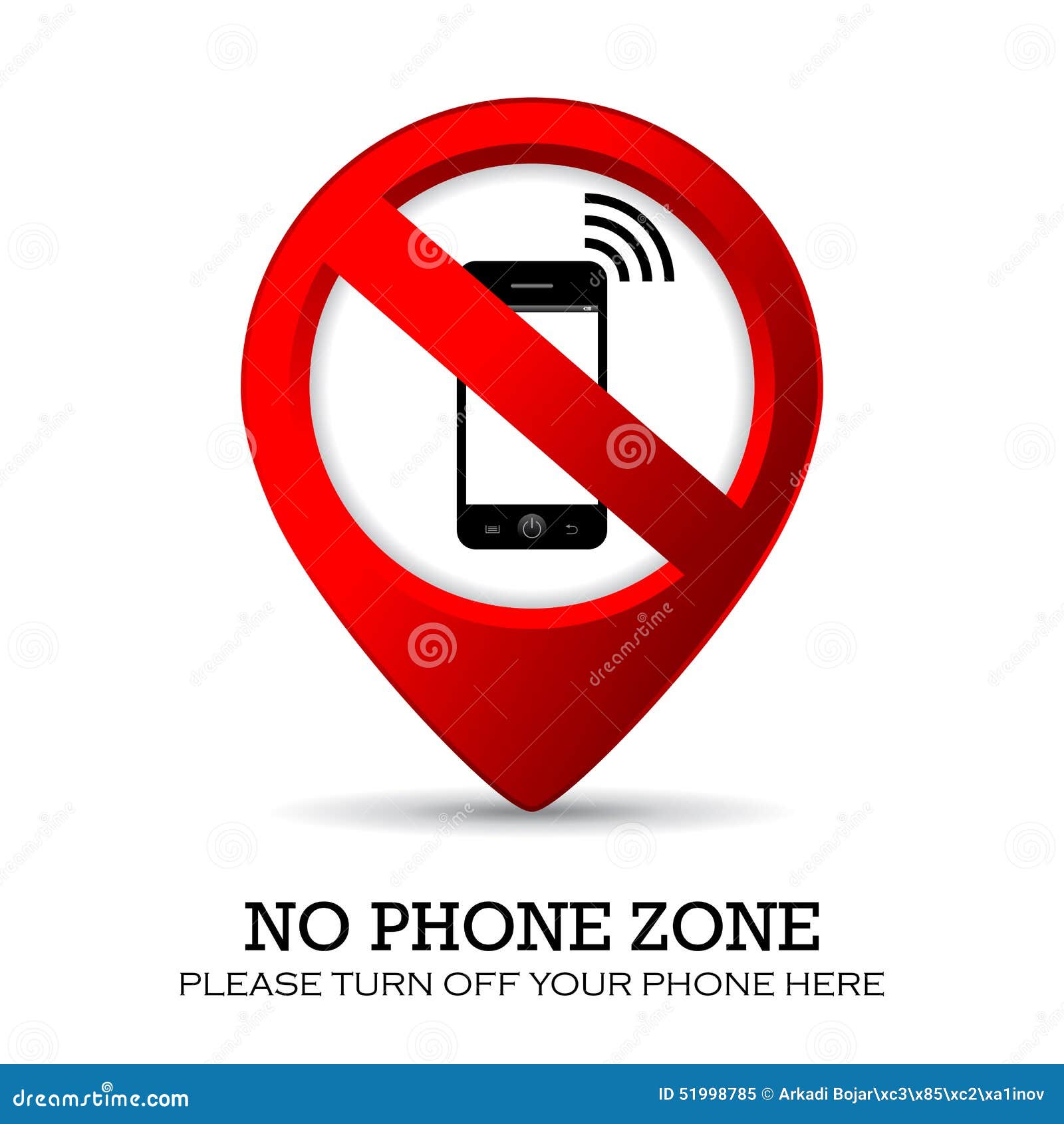 No phone zone stock vector. Illustration of pointer, cell 51998785