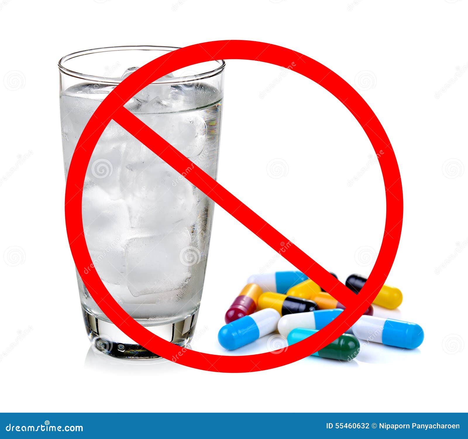 No Pill Concept-Do Not Eat The Medicine With Cold Water 