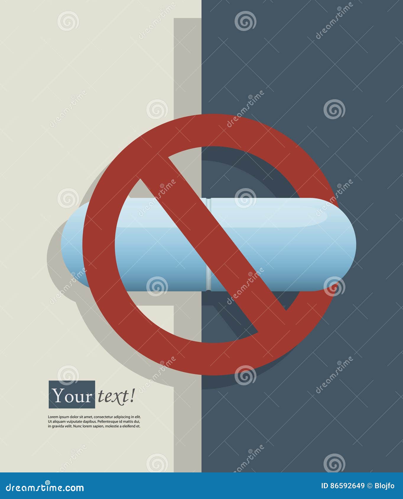 No pills blue stock vector. Illustration of white, forbidden 86592649