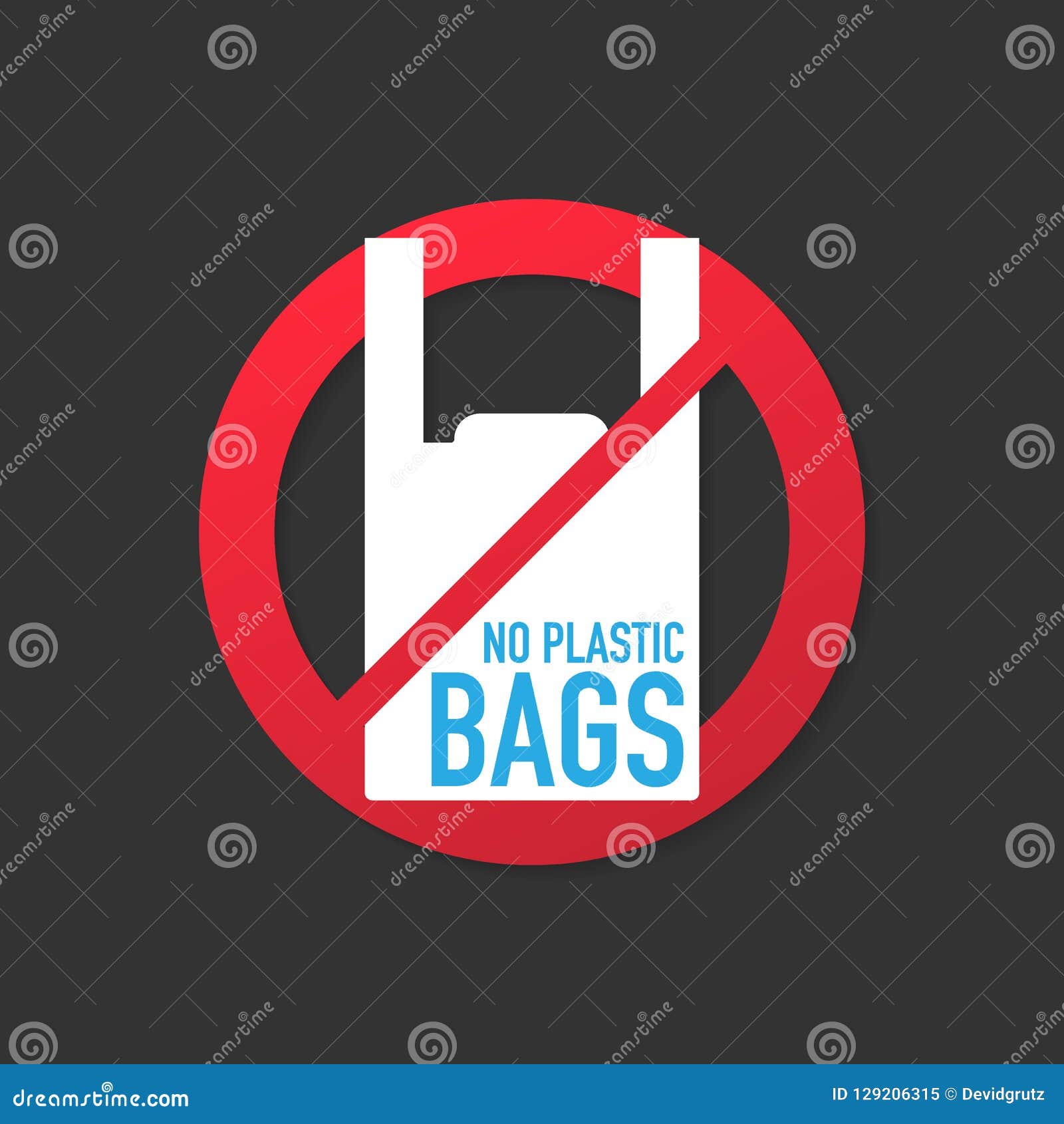 No Plastic Bag Forbidden Sign on Black Background. Vector Illustration ...