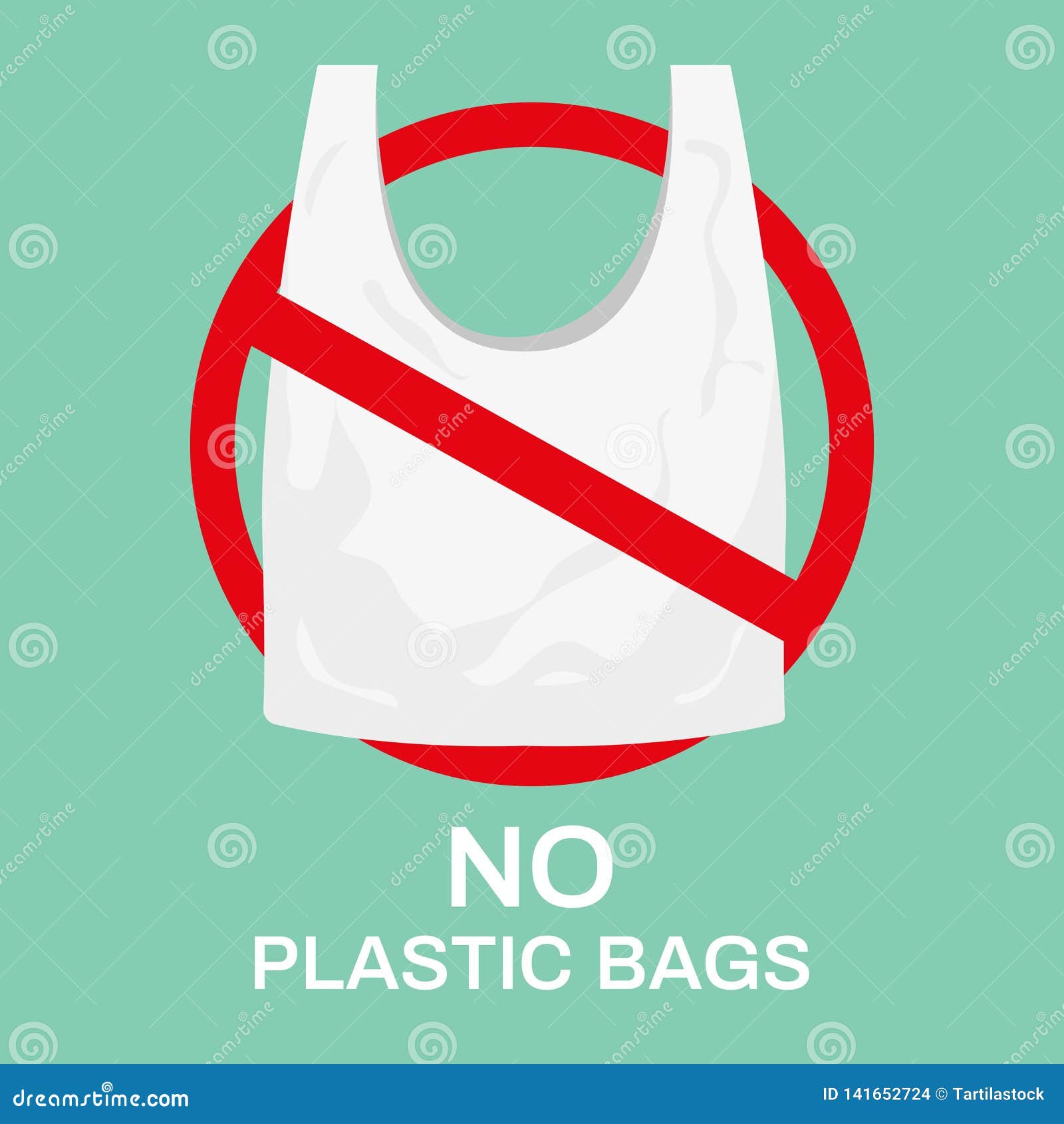 No Plastic Bags. Eco Shopping Bag, Market Recycle Bags and Stop Using ...