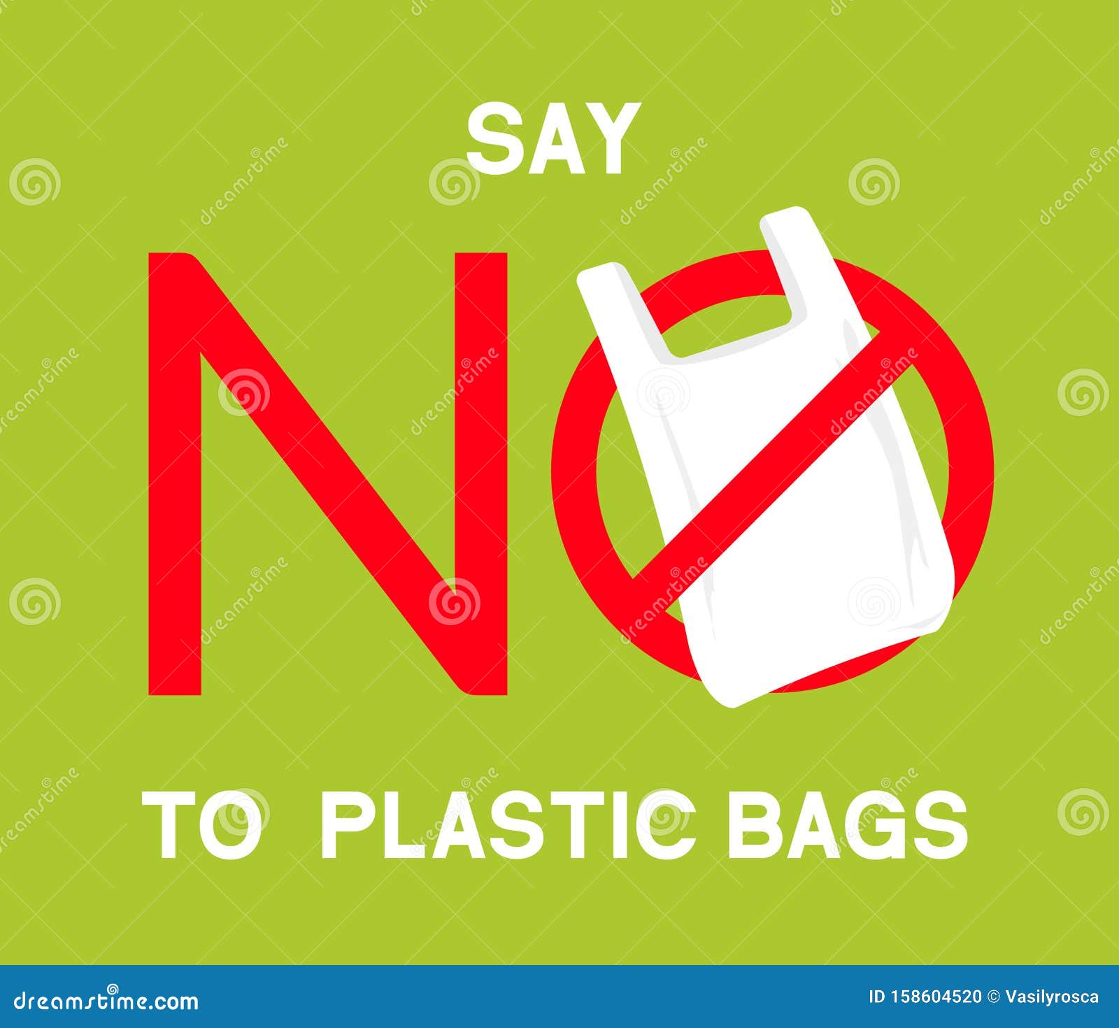 No Plastic Bags Sign Concept Illustration. Stop Pollution Eco Symbol ...