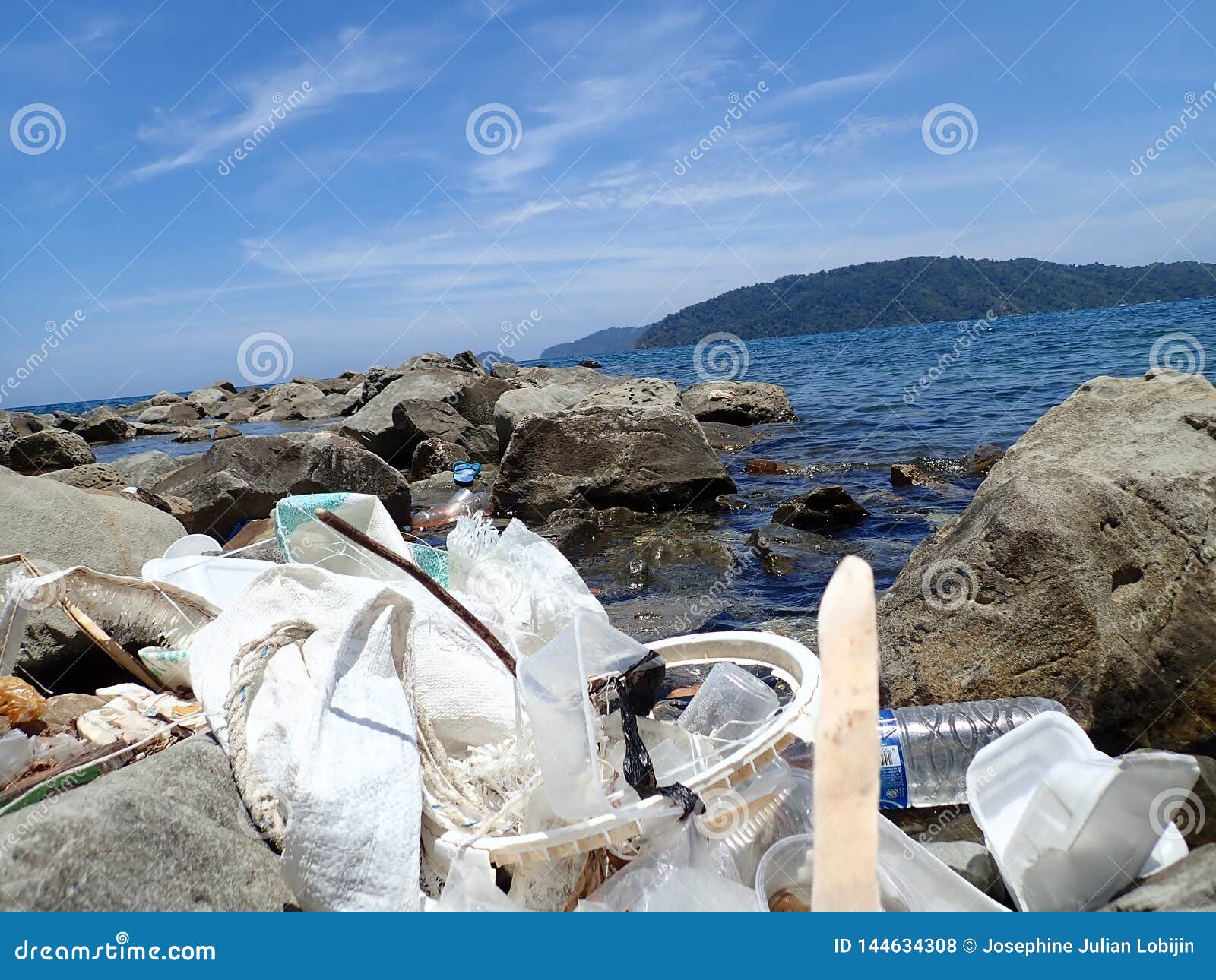 No Plastic, Trash Was Washed Up on the Beach Sea Shore during the Low ...