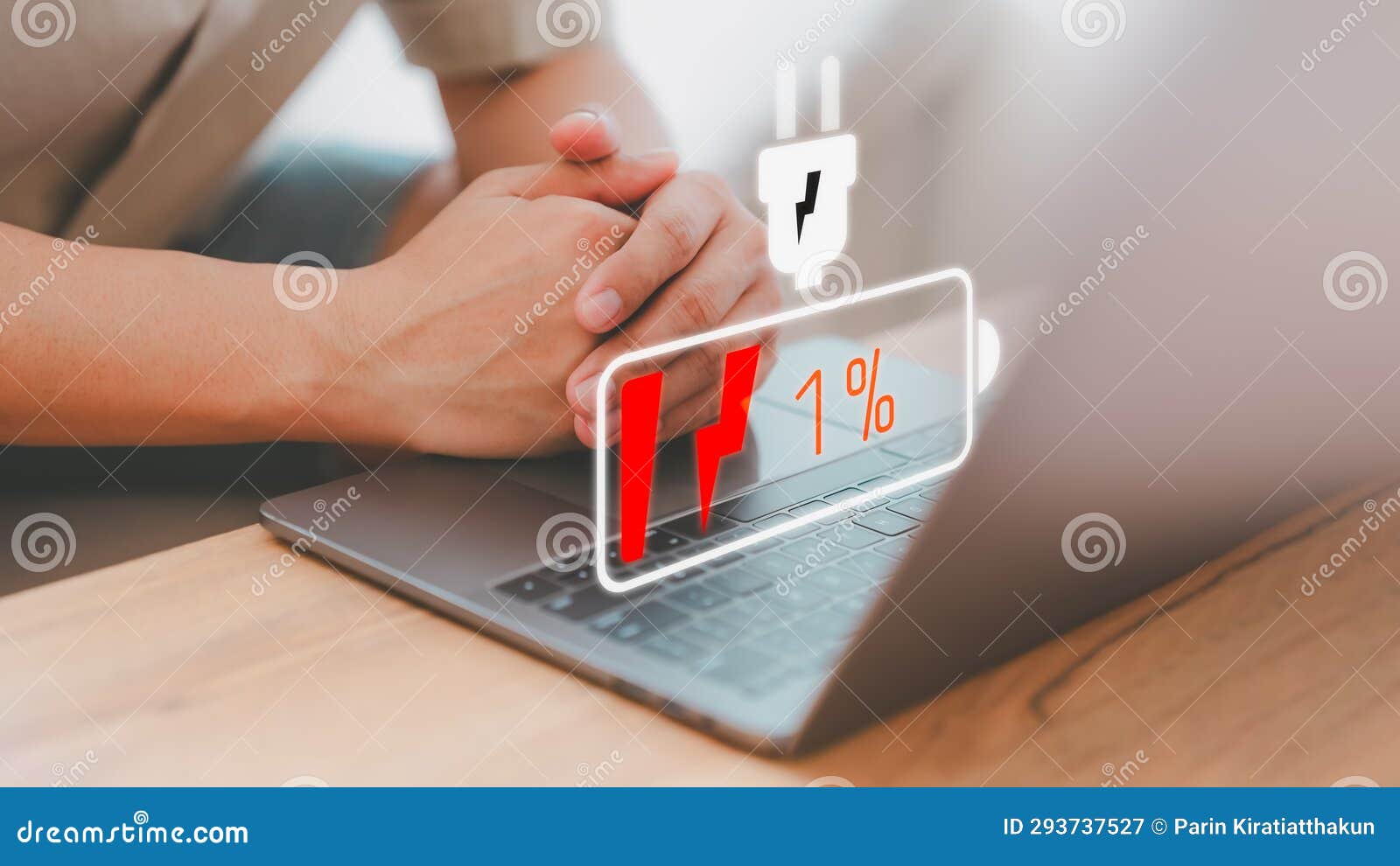 man is angry and frustrated when he learns that his laptop computer's battery is dead and did not bring the charger adapter