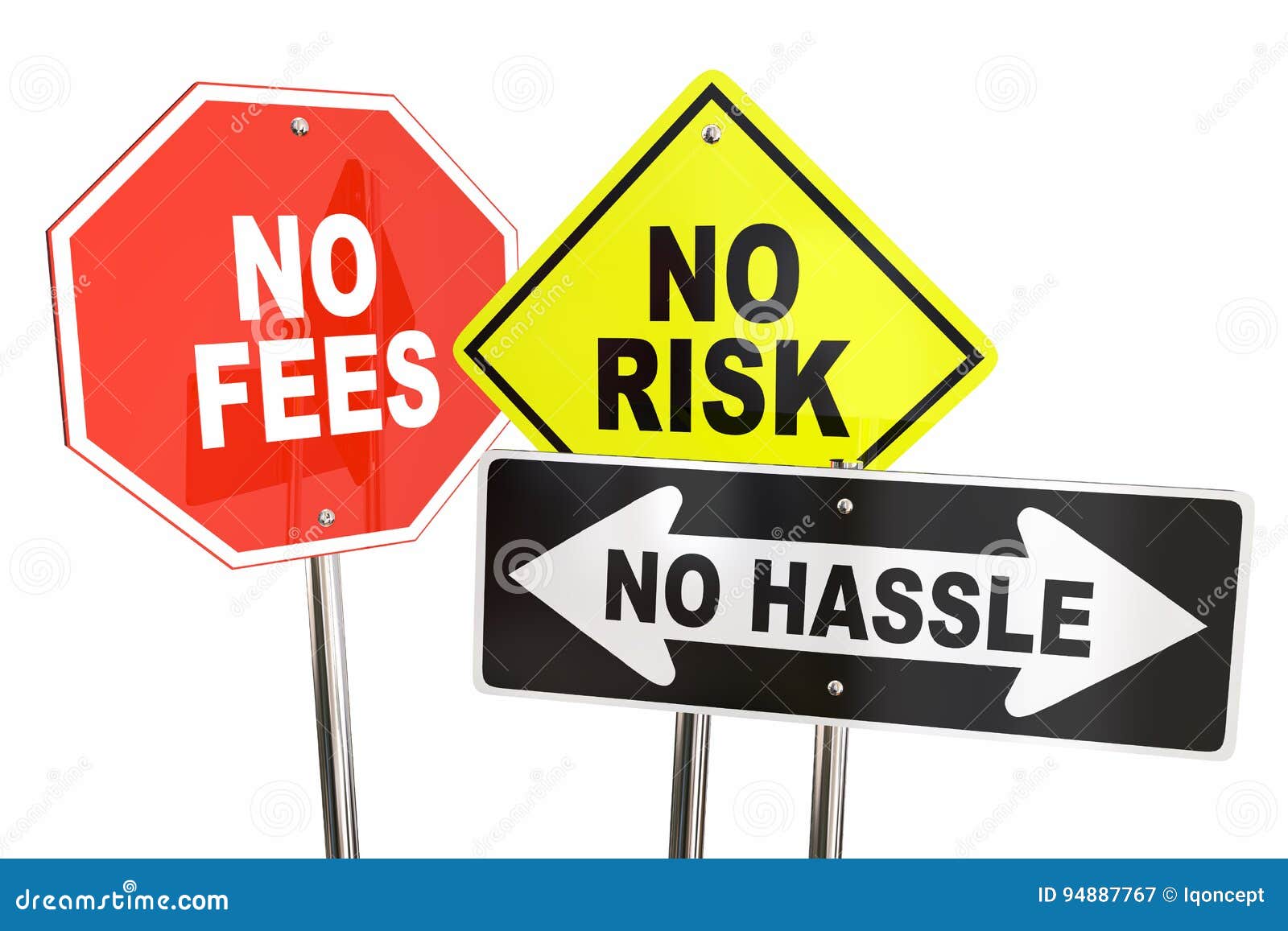 no risk fees hassle signs road street best choice 3d 