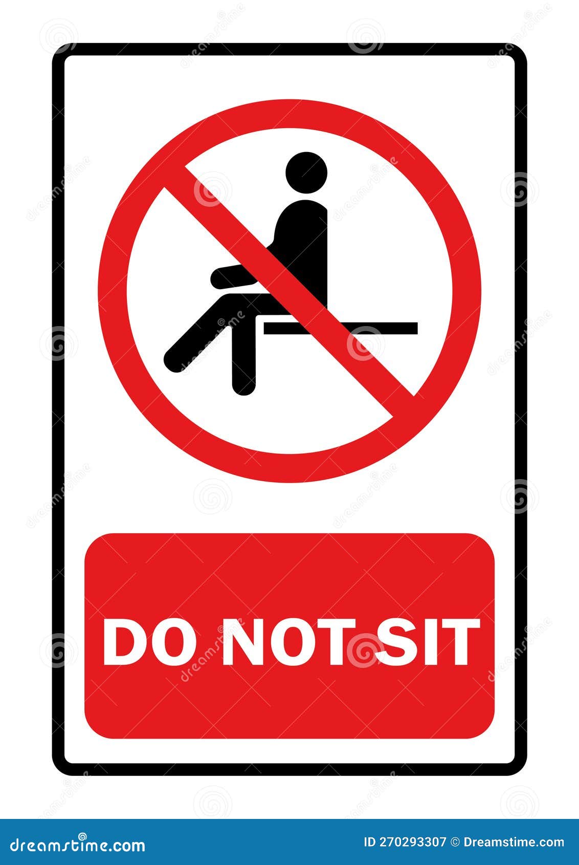 No Sitting Sign Vector Illustration. Stock Illustration Illustration