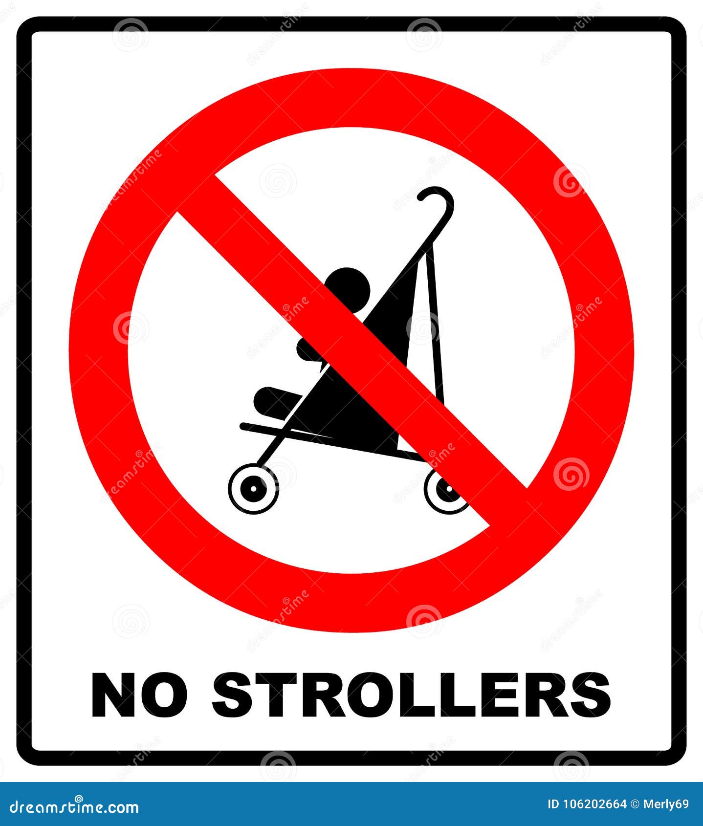 ST149 decal NO BABY CARRIAGE Prohibition warning sign Sticker