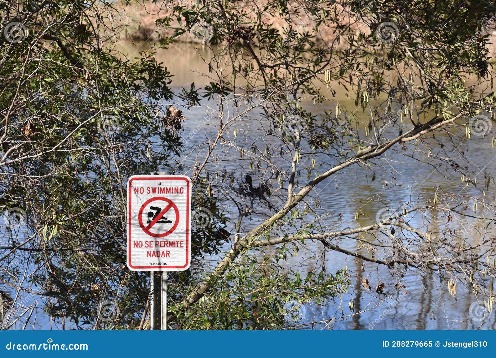no swimming  no se permite nadar sign