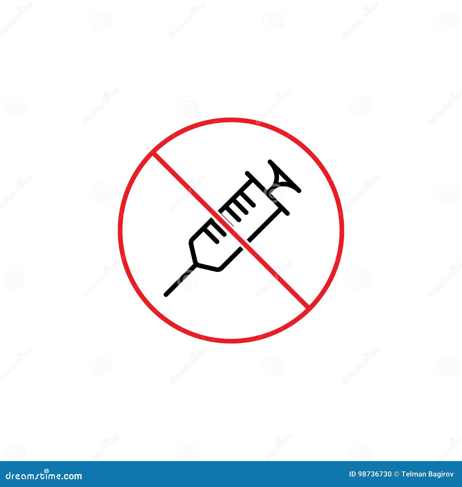 No Syringe Sign on White Background Stock Illustration Illustration