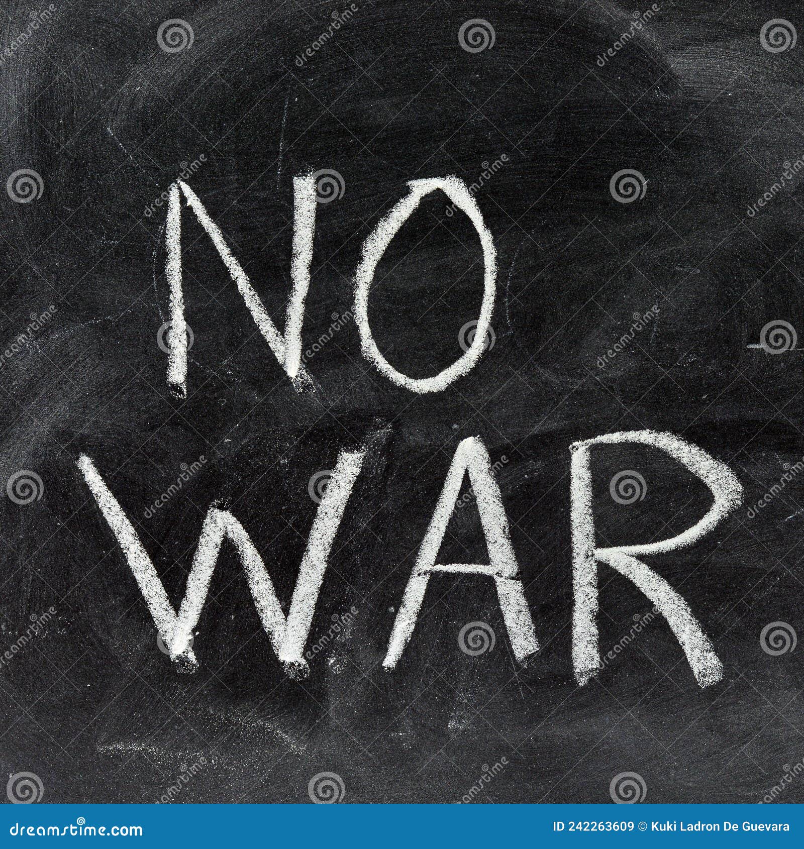 no war, handwritten with a chalk on the blackboard