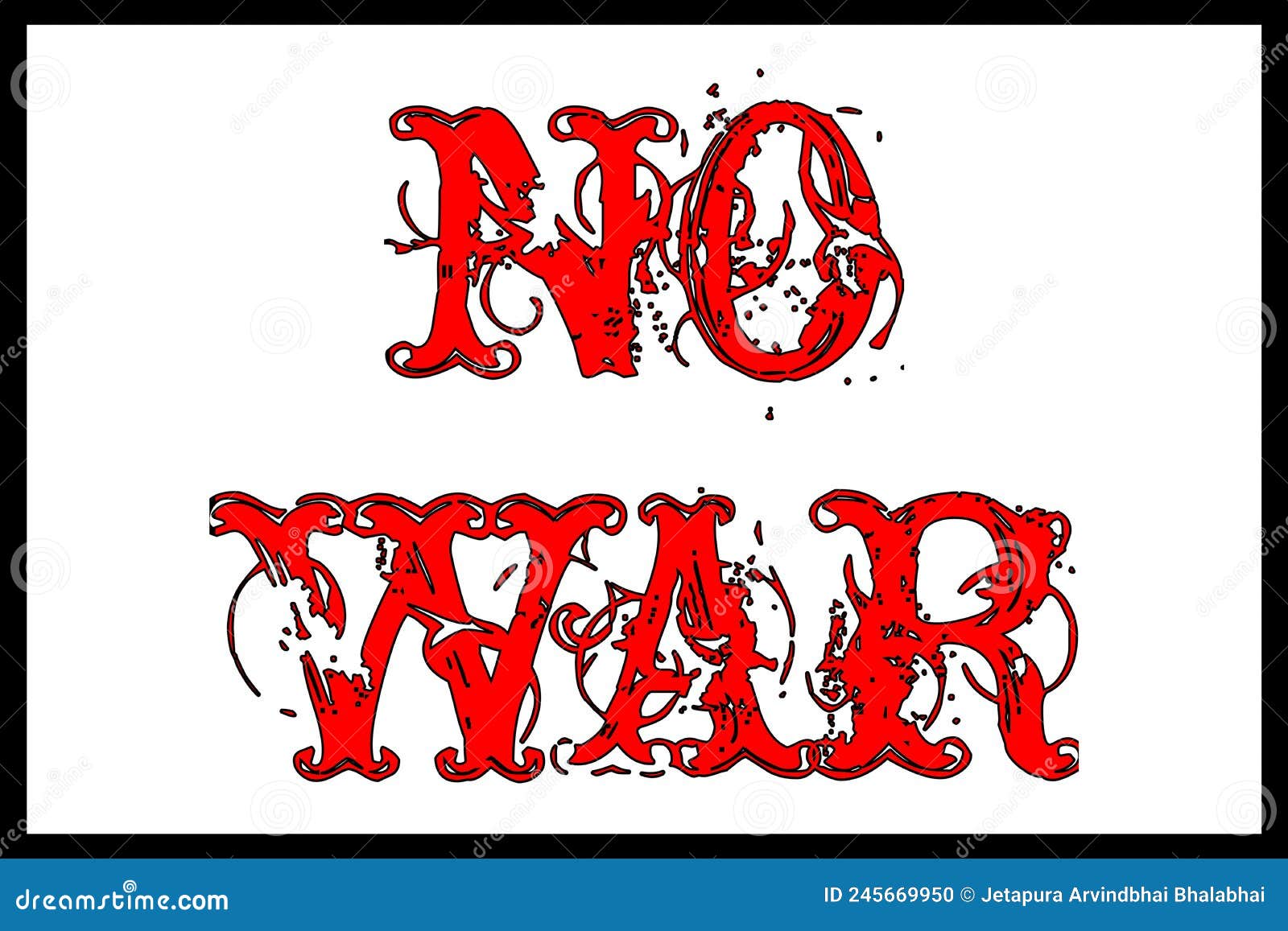 No War Lettering Text on White Background Illustration Photos Stock