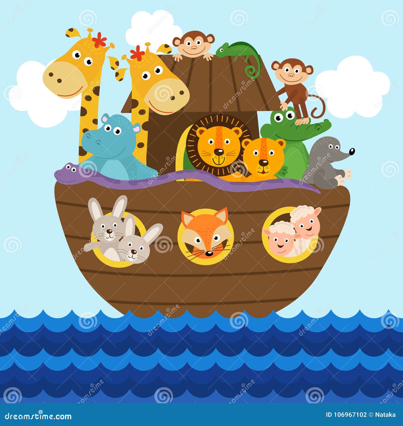 noah`s ark full of animals aboard