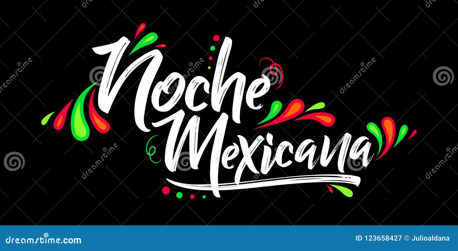 noche mexicana, mexican night spanish text, banner  celebration