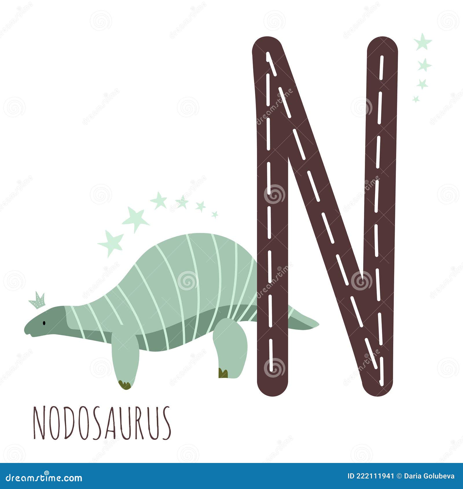  N with Reptile  Drawn Cute Herbivores   Prehistoric  Alphabet Stock Vector -  Illustration of childish, carapace: 222111941