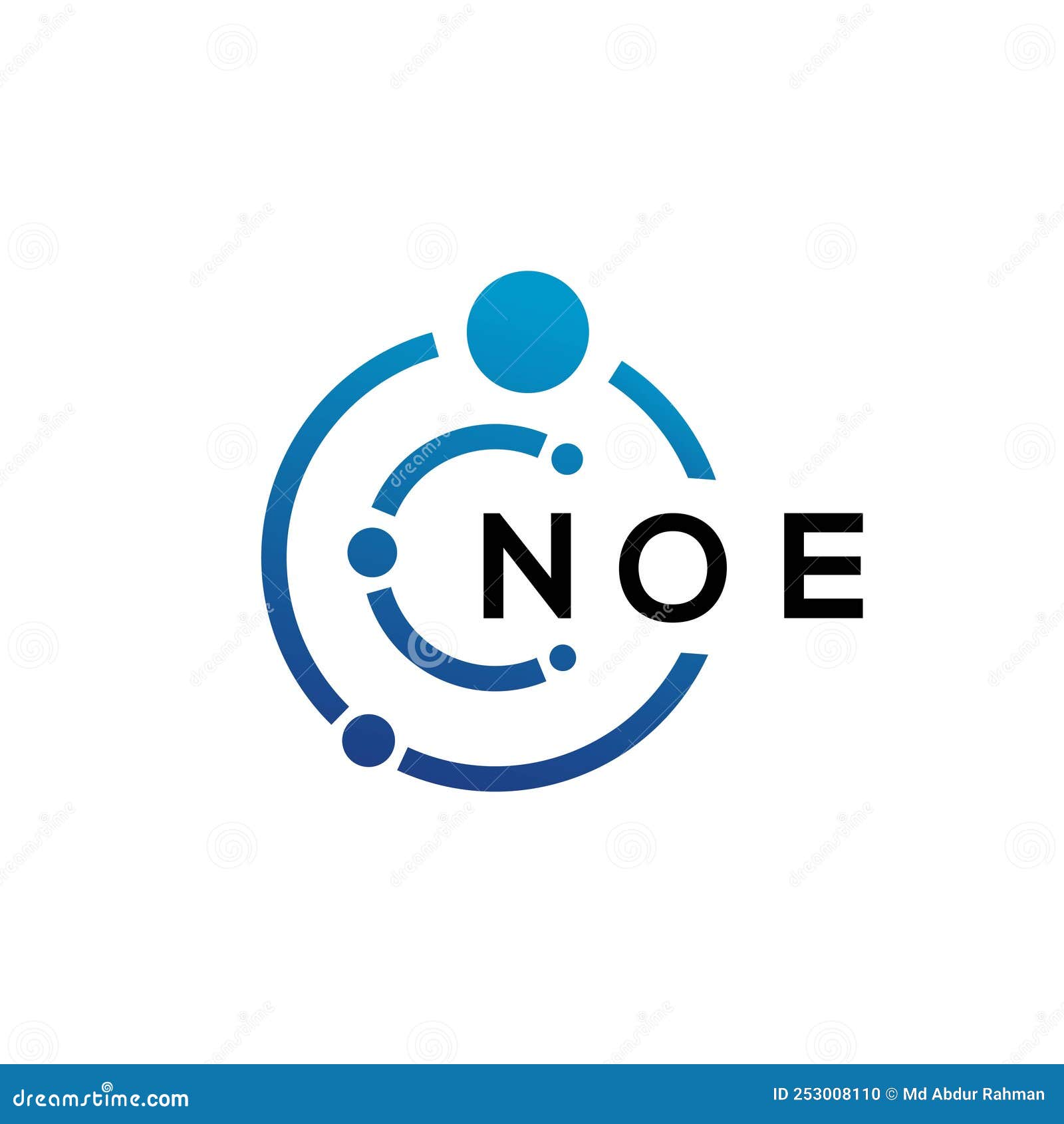 NOE Letter Technology Logo Design On White Background. NOE Creative