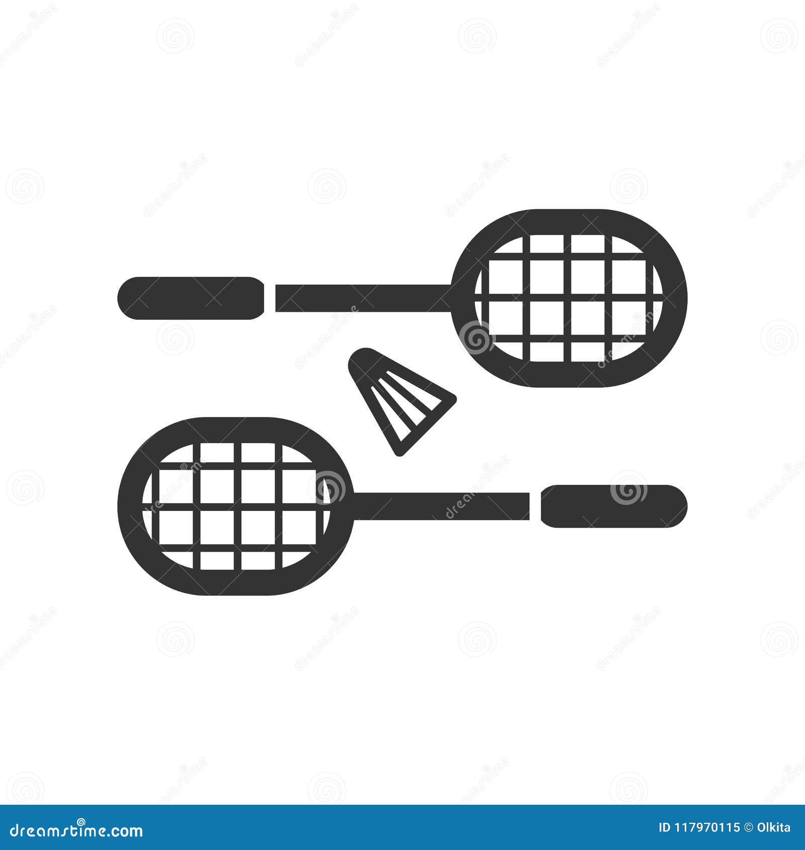 Raquette De Badminton De Vecteur Et Volant Isolé Sur Fond Blanc