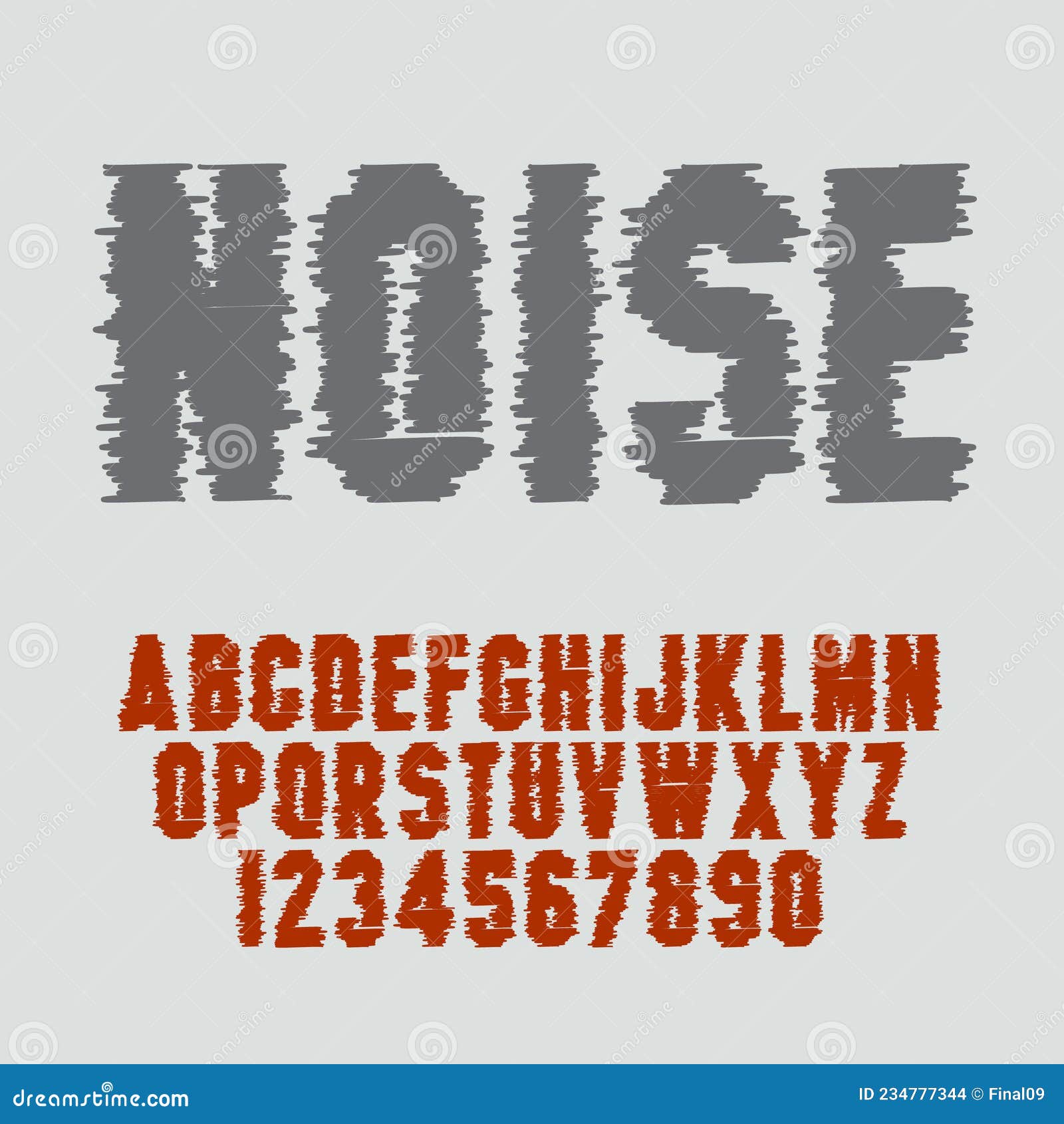 noise font alphabet. vintage style, sanserif font.
