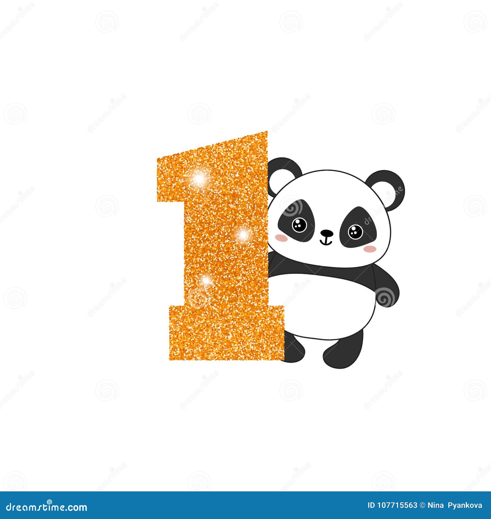 Nombre D Anniversaire D Anniversaire Avec Le Panda Mignon Illustration De Vecteur Illustration Du Numero Illustration