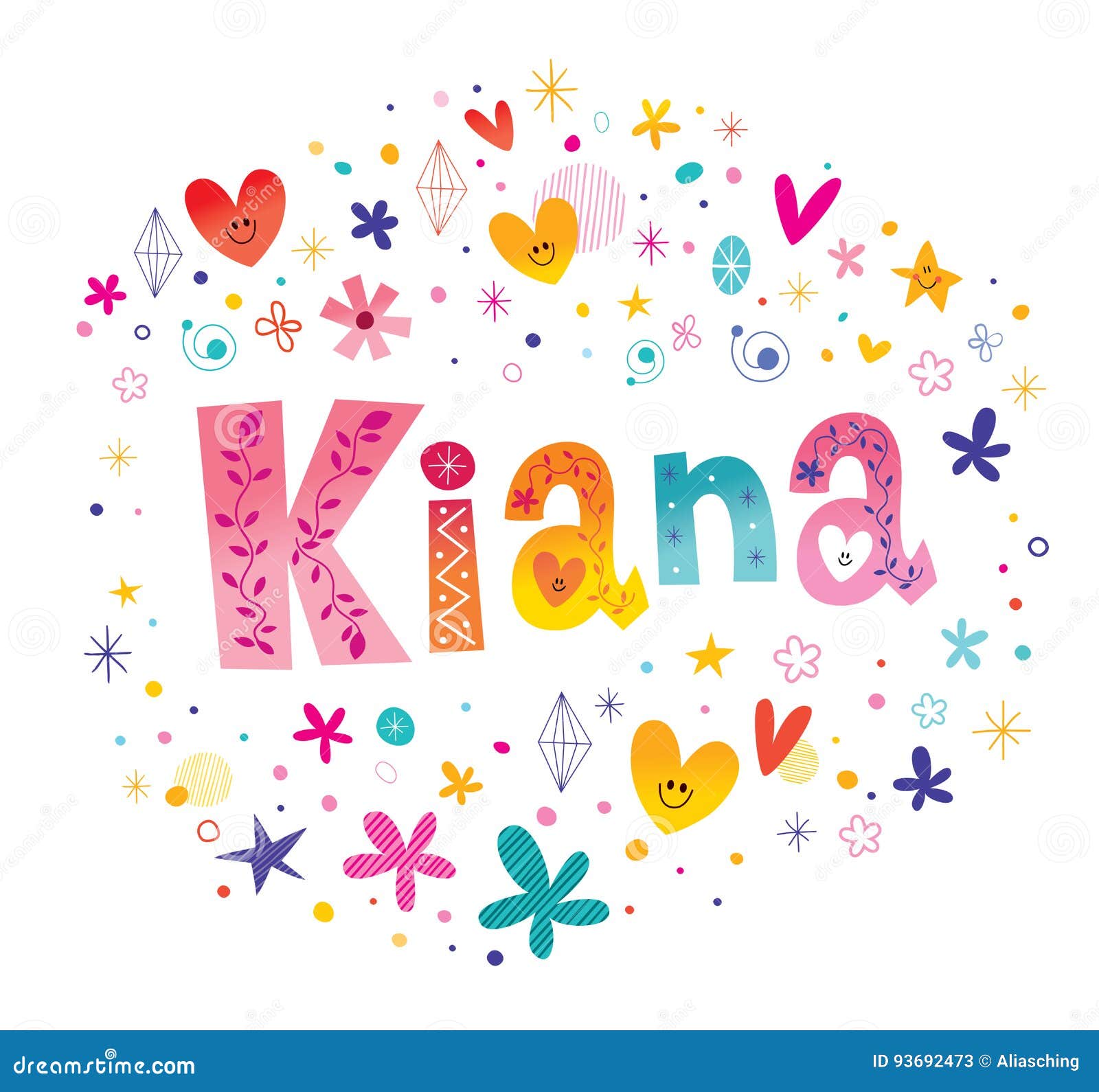 Nombre De Las Muchachas De Kiana Ilustración del Vector Ilustración