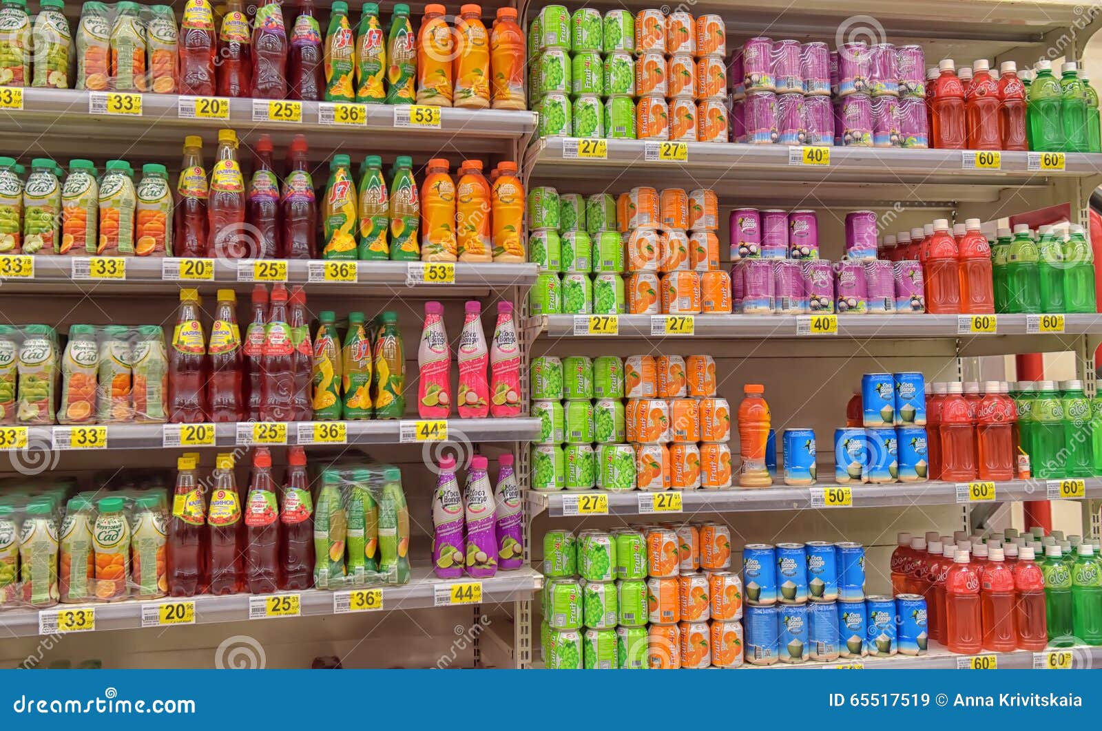 Nonalcoholic Beverages in the Supermarket Editorial Stock Image