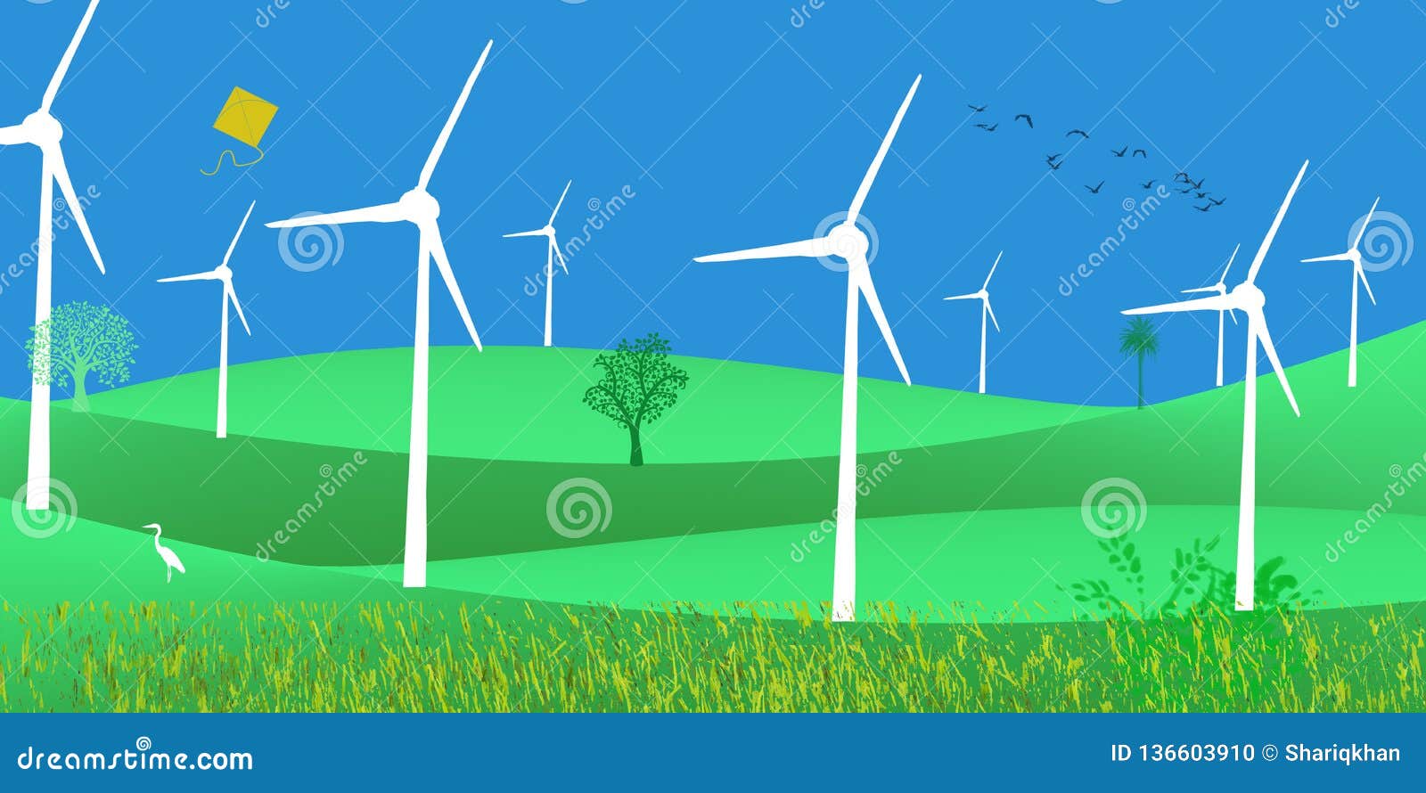 website background header wind turbines futuristic sustainable development green energy solar