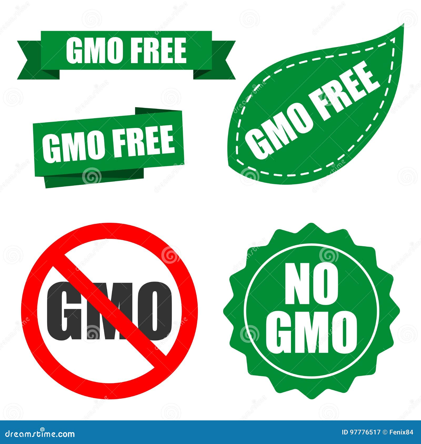 Non Modified Organism Logo for Packaging Design. GMO Stock