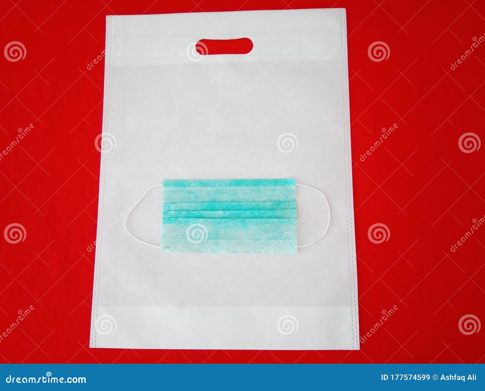 Non Woven Bag and Blue Surgical Mask Stock Image Image of recyclable