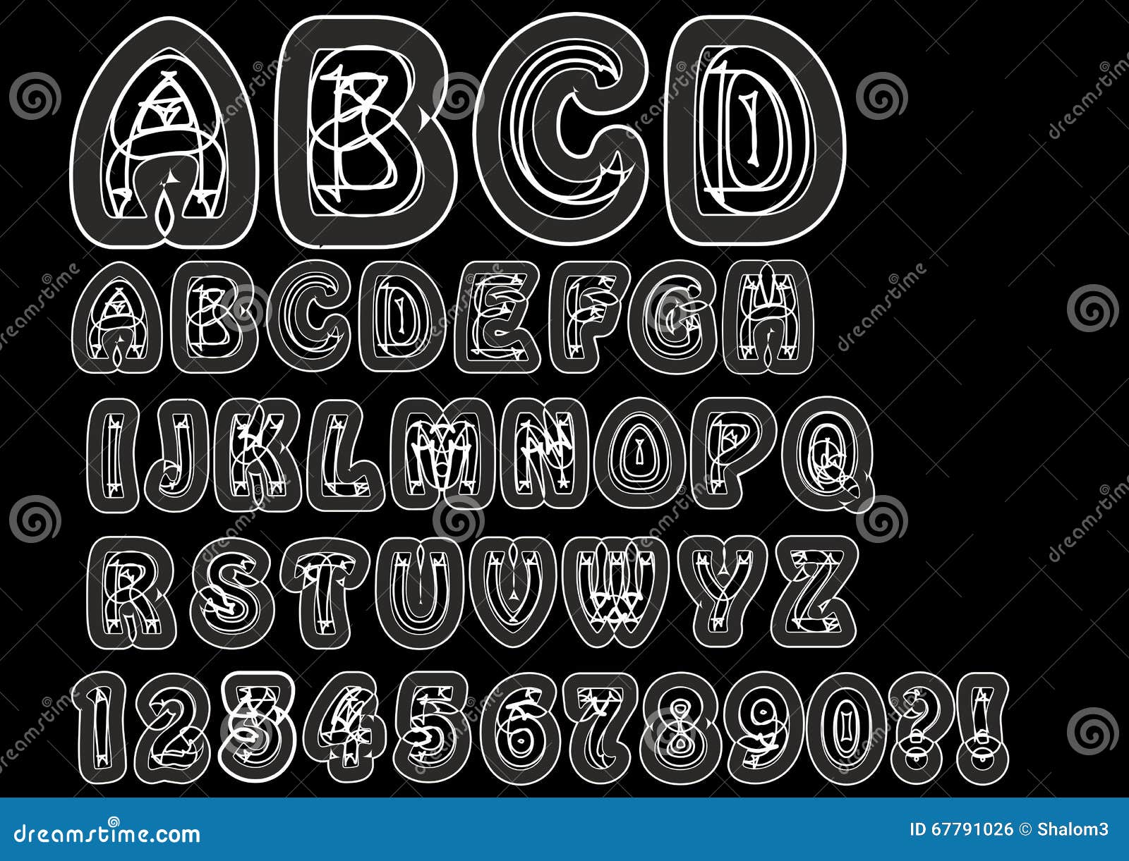 Download Nonconformist Bizarre Alphabet In White Line. Original ...