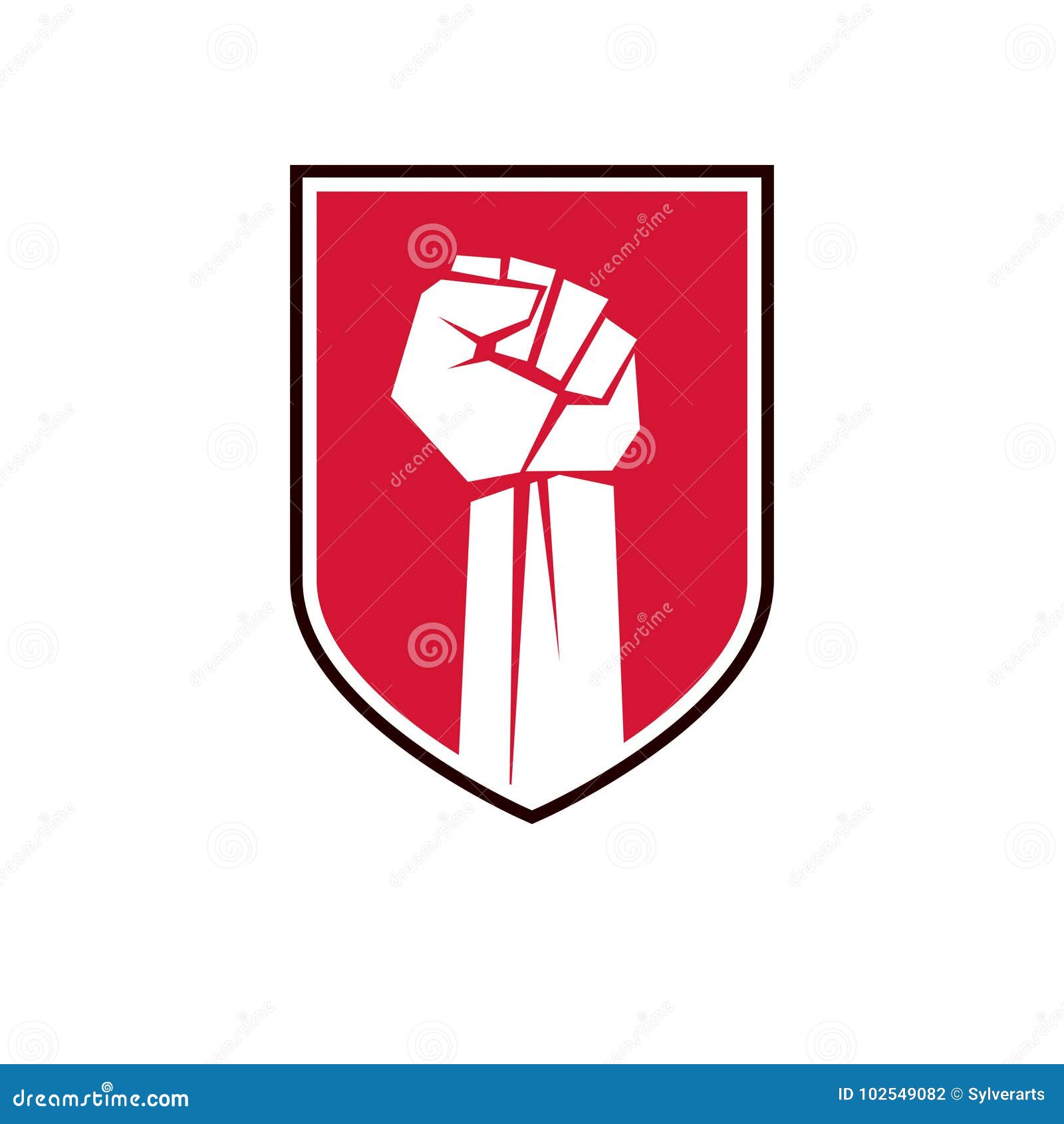 nonconformist conceptual emblem,  red clenched fist raised