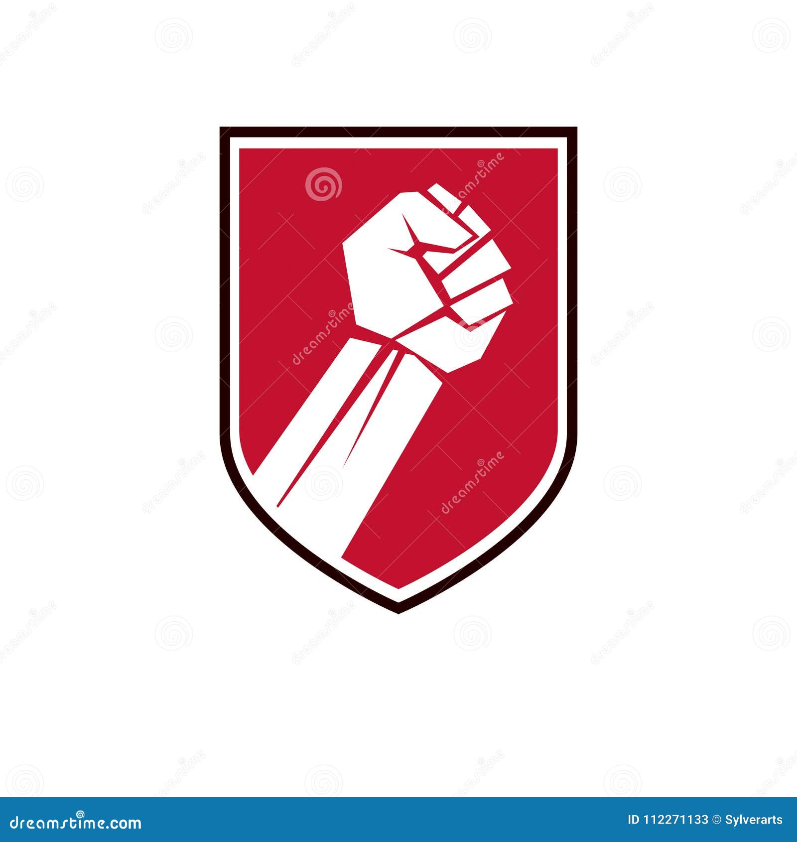 nonconformist conceptual emblem,  red clenched fist raised