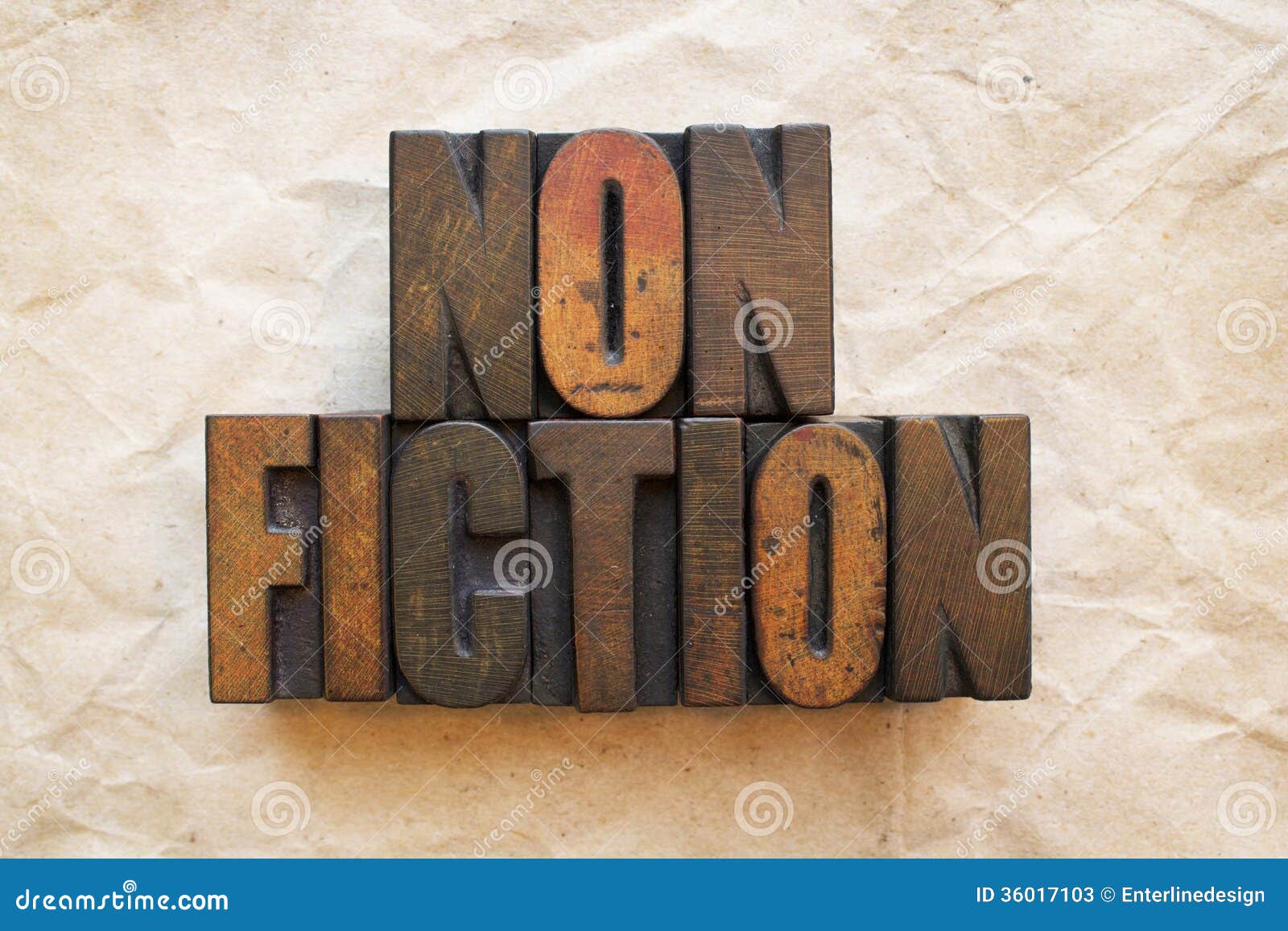 The word Nonfiction written in vintage wood letterpress type.