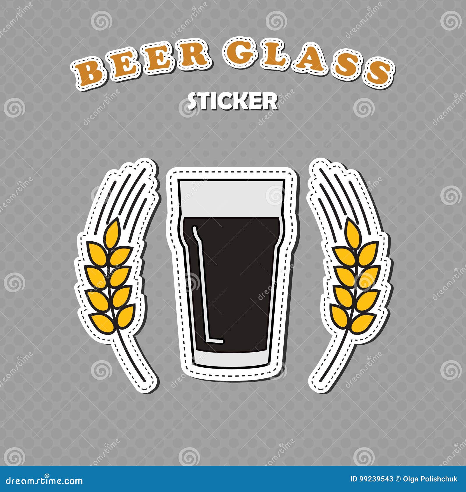 nonic pint beer glass and two wheat spikes stickers