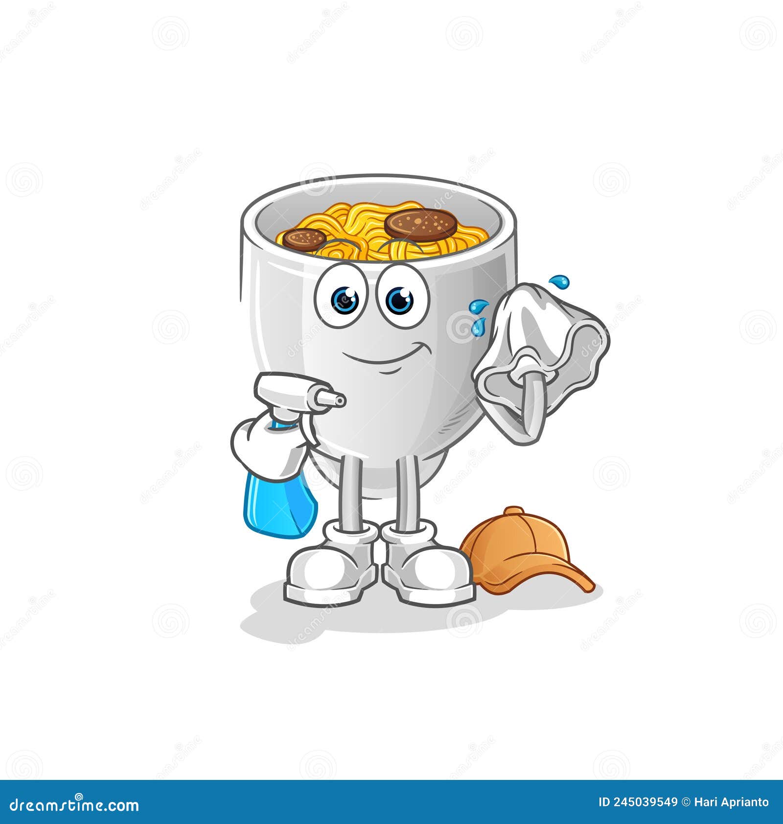 Noodle Bowl Cleaner Vector. Cartoon Character Stock Vector