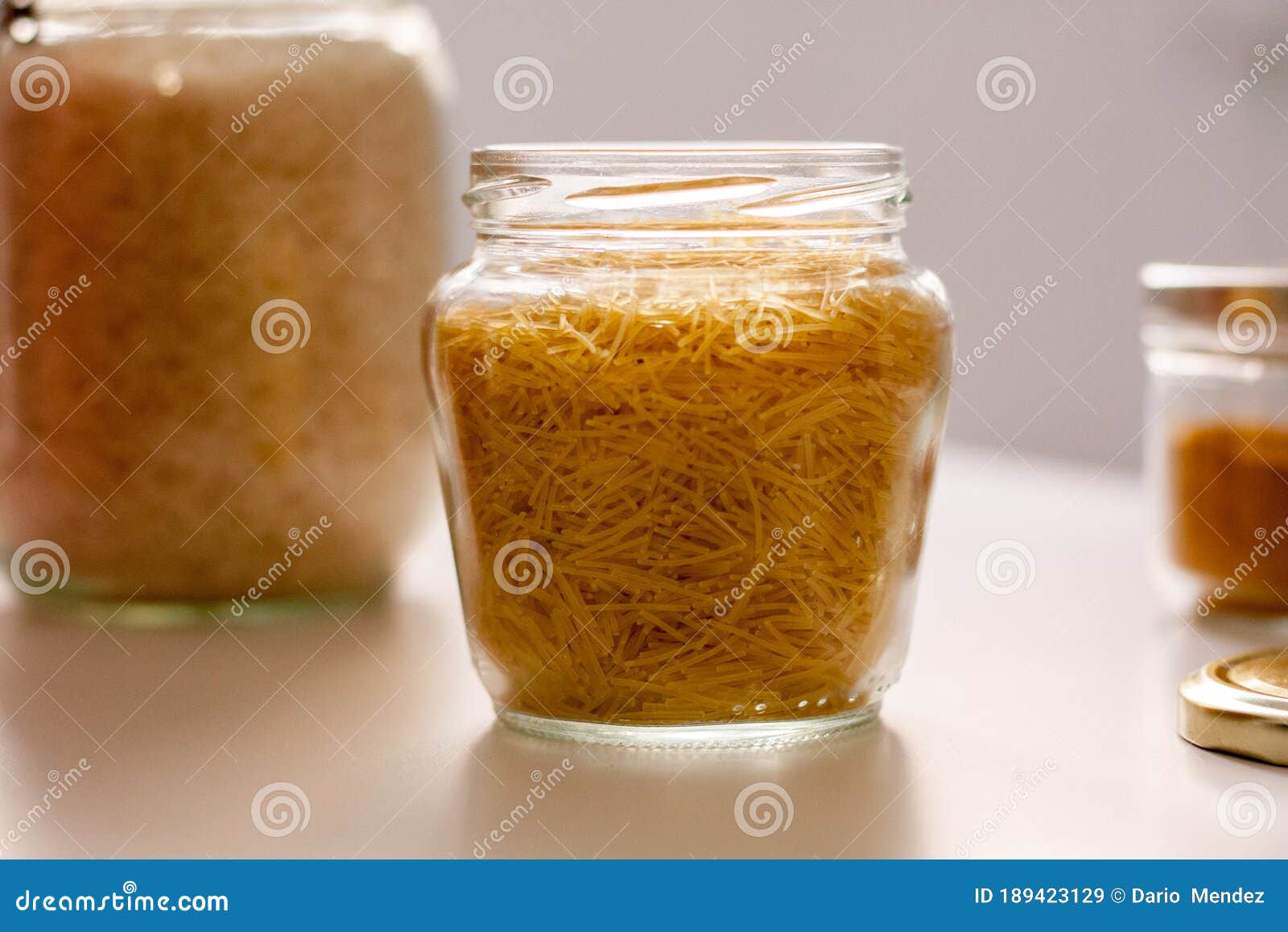 short noodles storage jar zero waste, noodle jar, cristal recycling cabello de angel.
