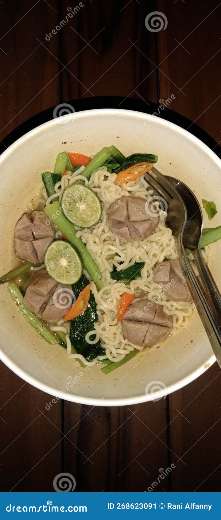 Noodle with Meatball and Extra Hot Chili Stock Image Image of lunch
