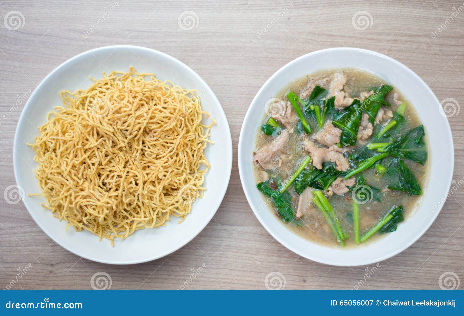Noodle with Pork Soaked in Gravy Stock Image Image of noodles, kale 65056007
