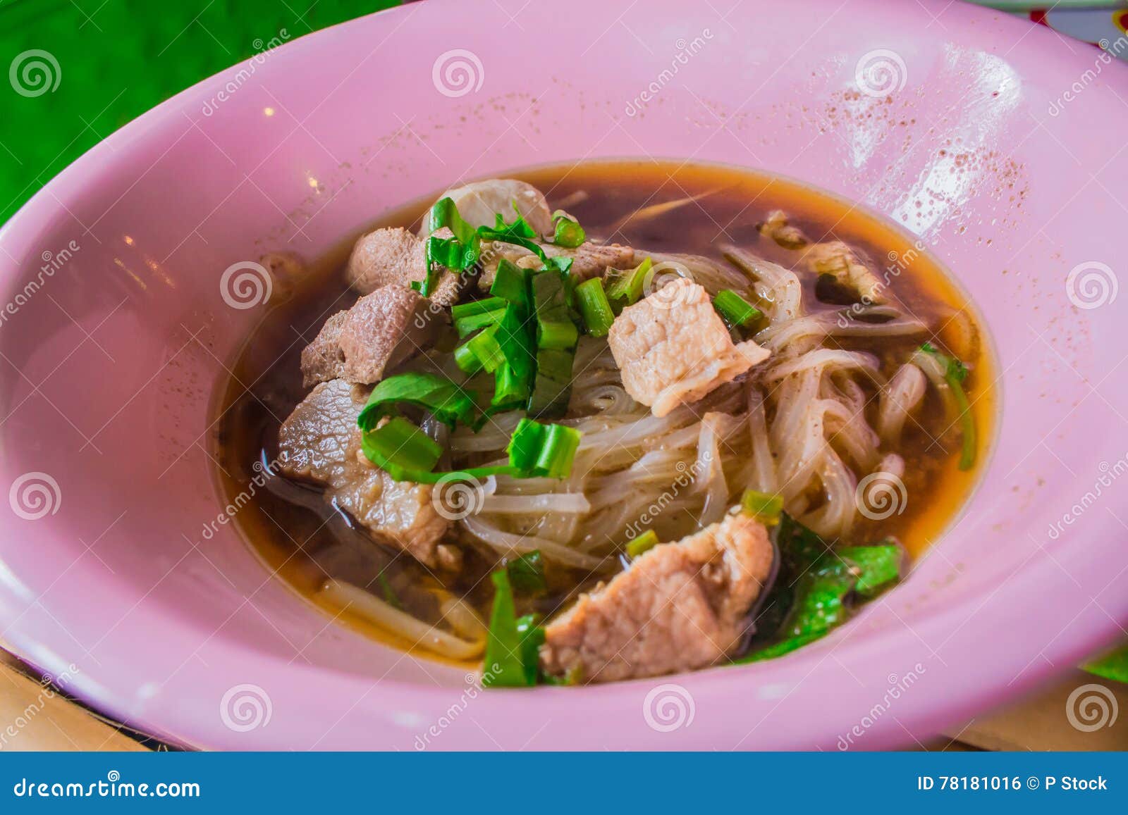 Noodles in a bowl of pink. stock photo. Image of wallpaper 78181016