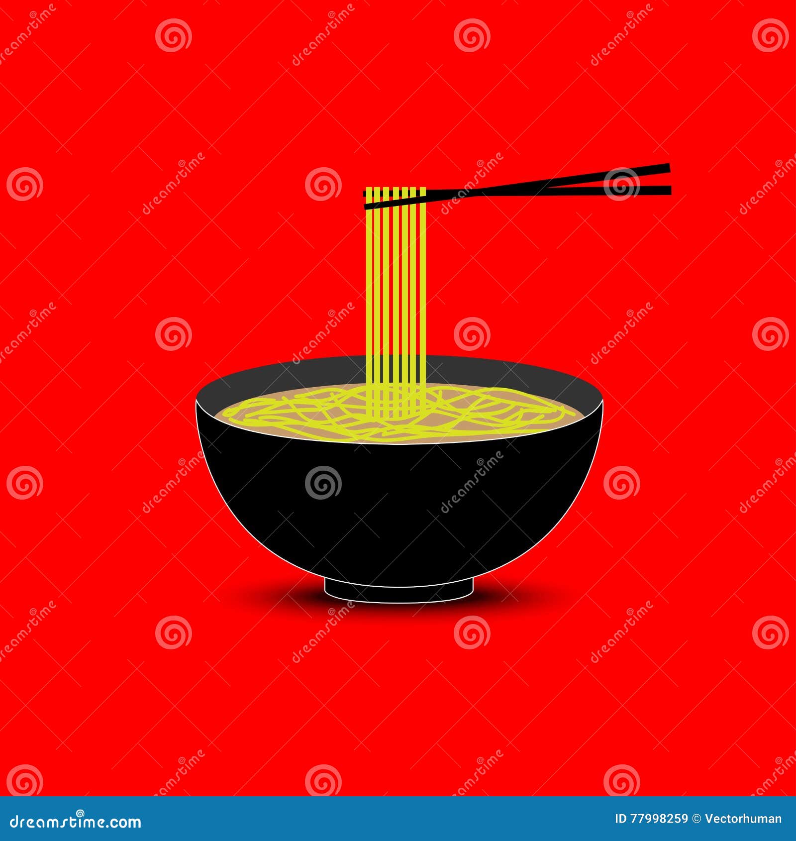 Noodles in the bowl vector stock vector. Illustration of color 77998259