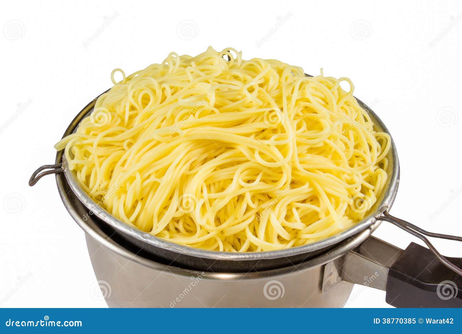 Noodles in Colander Kitchen Tool Stock Image Image of cuisine, yellow 38770385