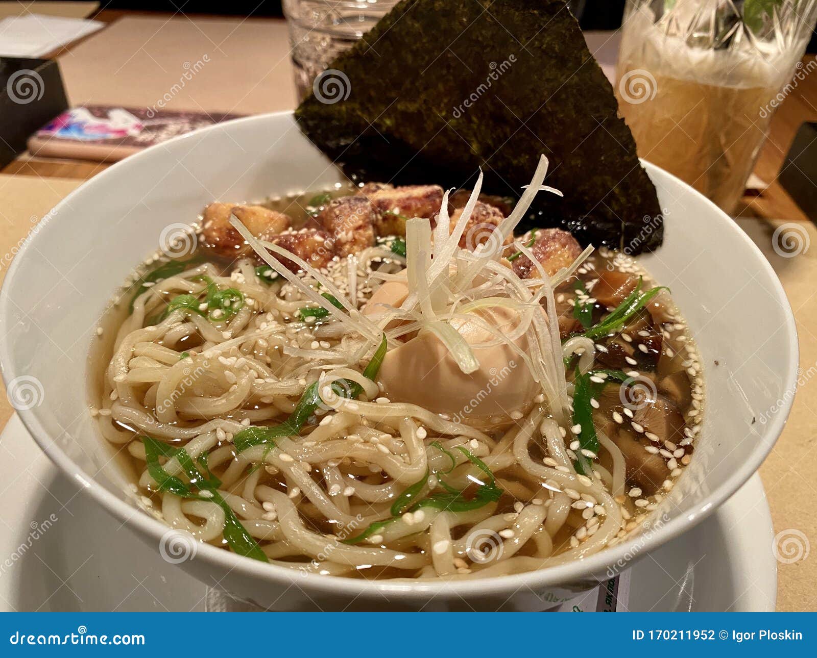 Noodles with egg and tofu stock photo. Image of brown 170211952
