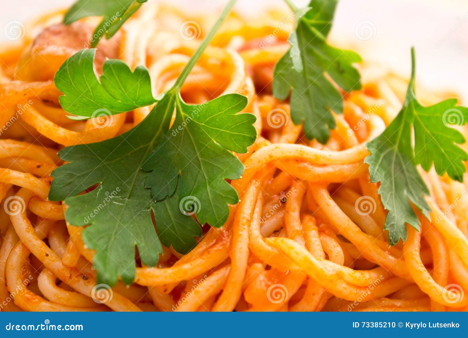 Noodles with parsley stock photo. Image of parsley, sausage 73385210