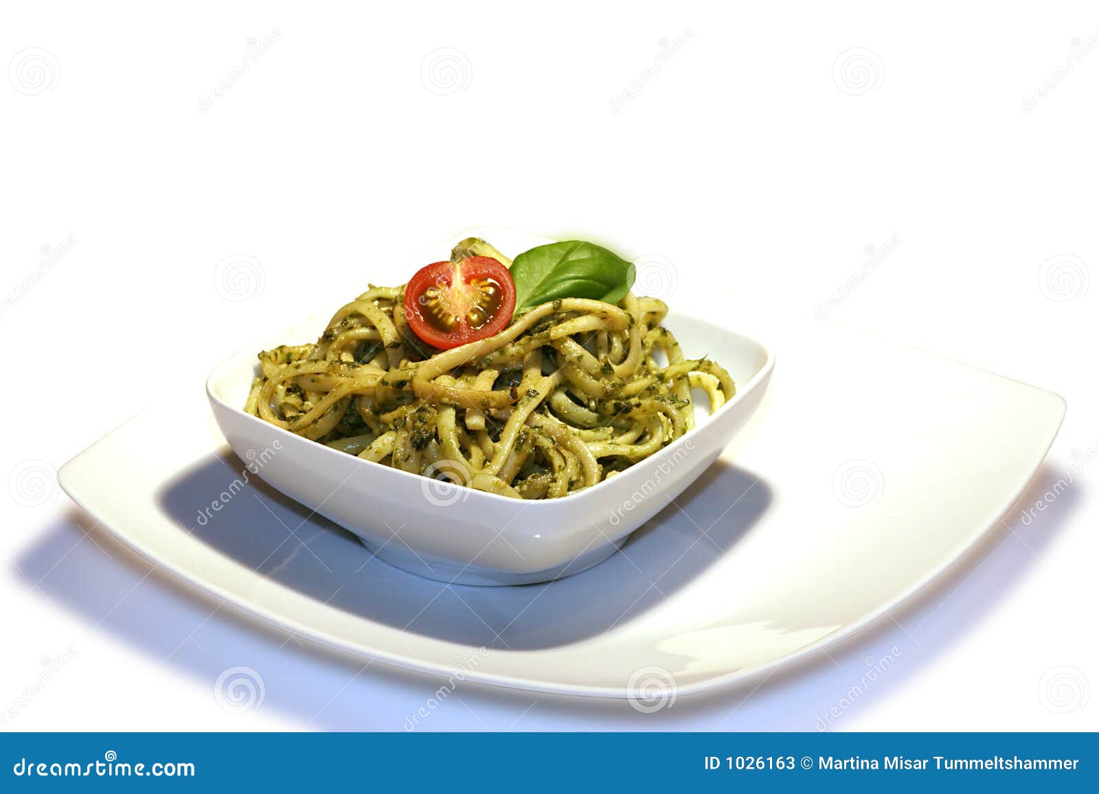 Noodles with pesto stock image. Image of elegantly, pesto 1026163