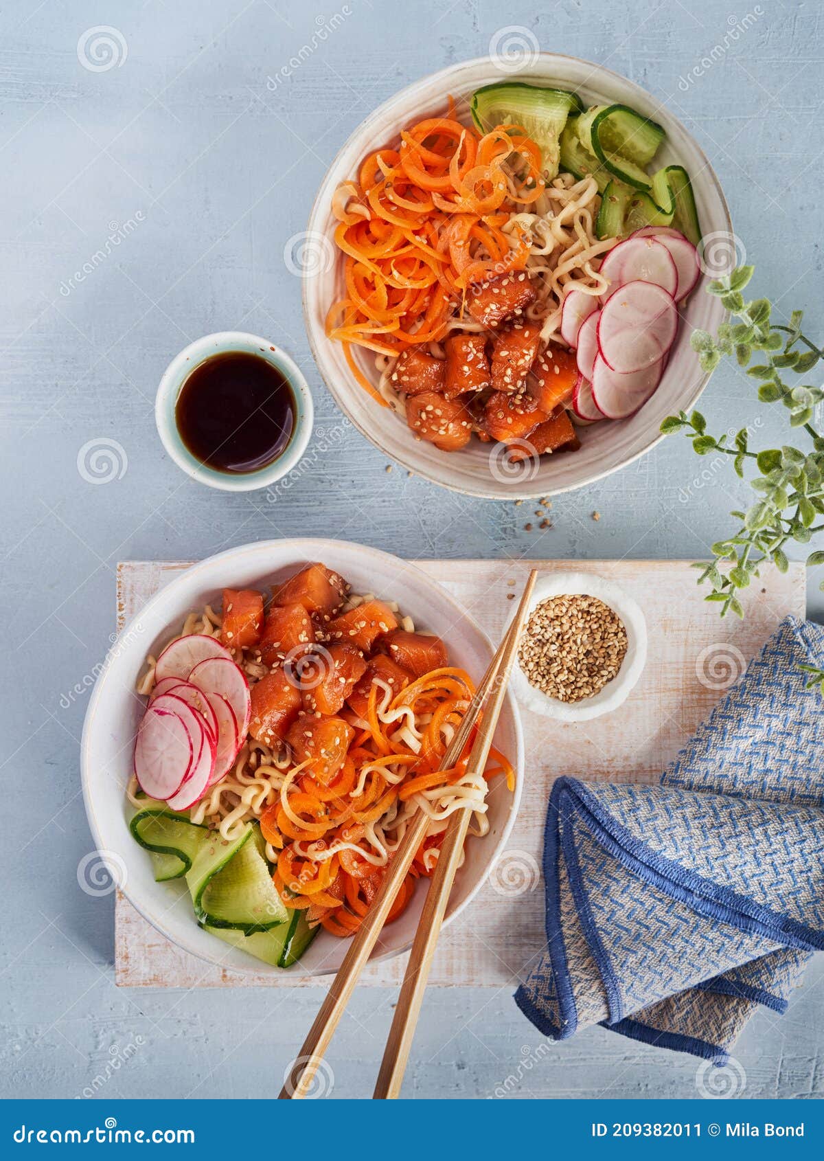 Noodles with Vegetables, Marinated Salmon Sashimi, Carrot Noodles ...